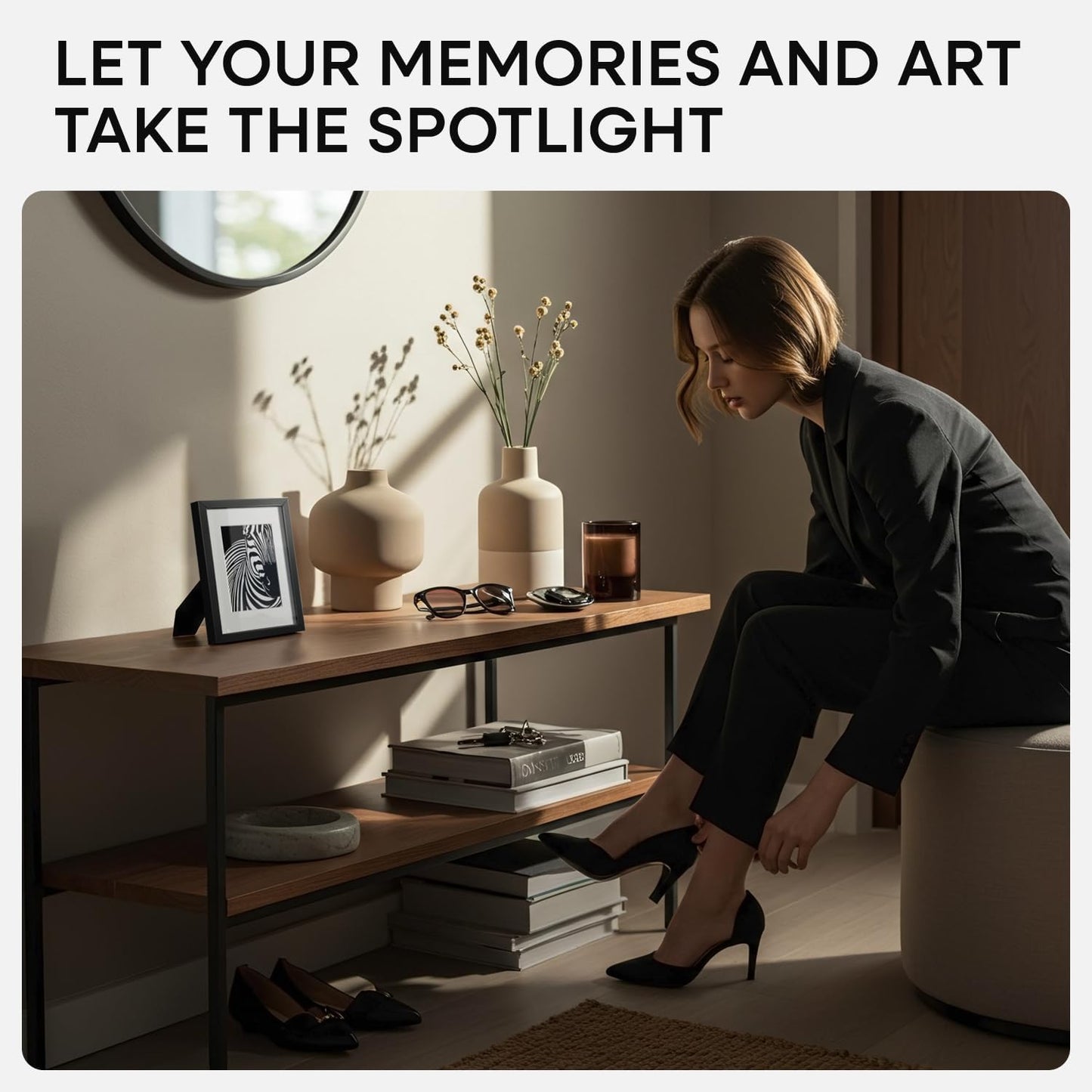 Homeforia 5x7 Picture Frame Black, High End Metal 5 x 7 Black Frames with Mat 4 x 6 for Art, 5x7 Desk Frame Matted to 4x6 inch Photo, 5 by 7 Wall or Tabletop Frames, Tempered Glass, Wall Kit, Set of 4