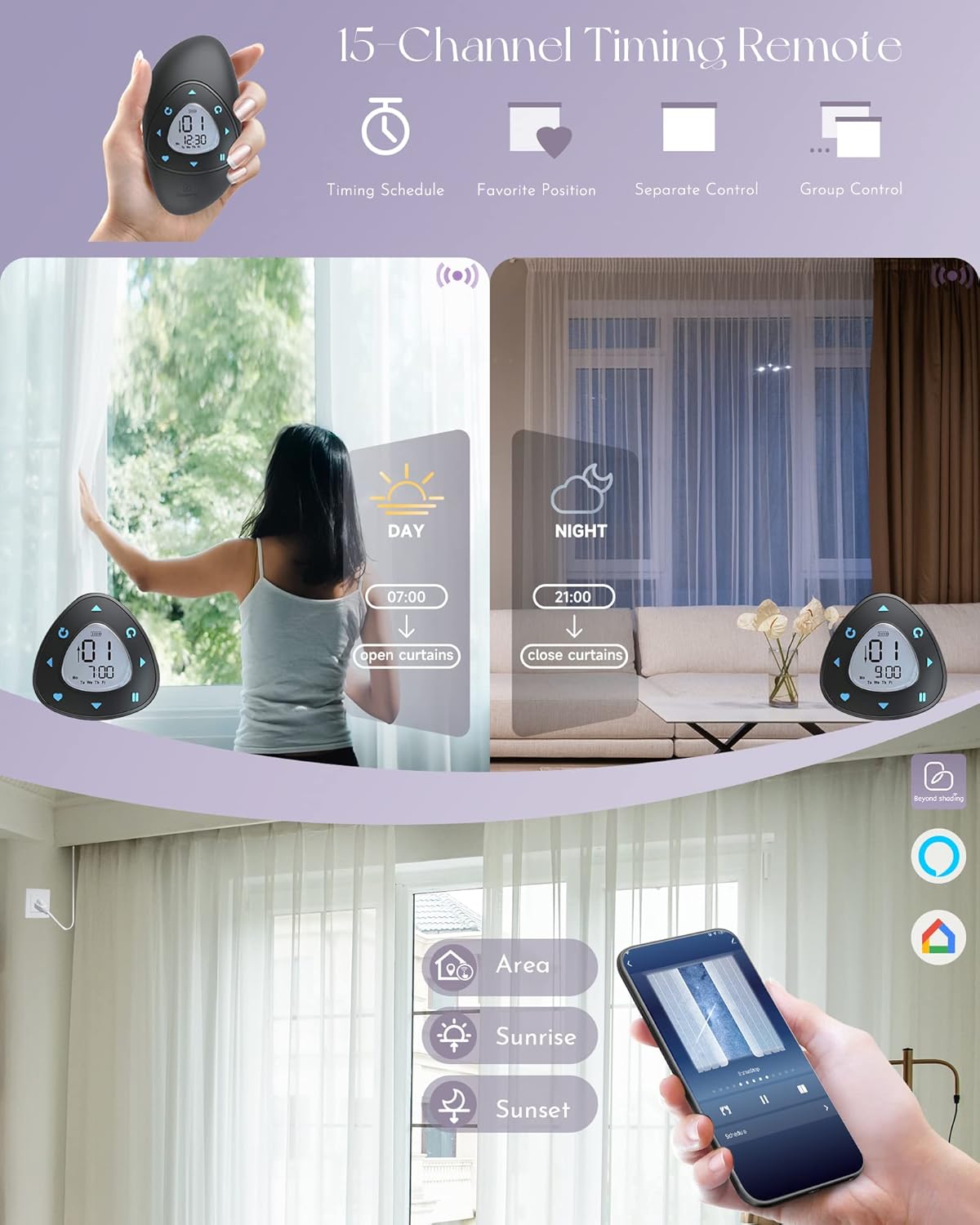 Graywind Hardwired Smart Curtains Motorized Sheer Curtains with Remote Alexa Google Control for Sliding Sheer Drapes One-Way or Split Draw Joinable Curtain Custom Width to 220" (Sheer Textured White)