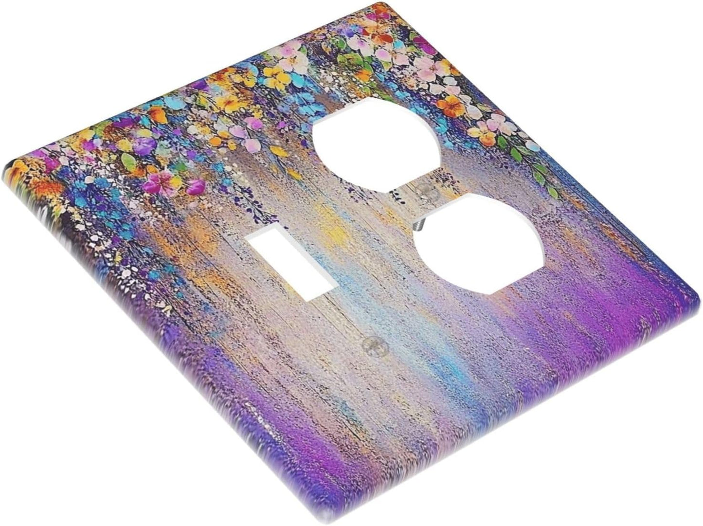 Colorful Country Flower Wildflower Floral Wallplates 1 Toggle 1 Duplex Switch Plate Electrical Gfci Faceplate Decorative Light Switch Covers For Bed Room Living Room Decor