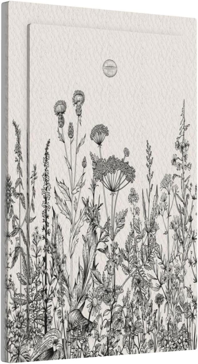 Decorative Light Switch Plate Covers Sketches of Wildflowers and Grasses 1 Gang No Device Single Blank Outlet Covers Wall Plate Light Switch Cover Plate Faceplate for Bedroom Home Decor