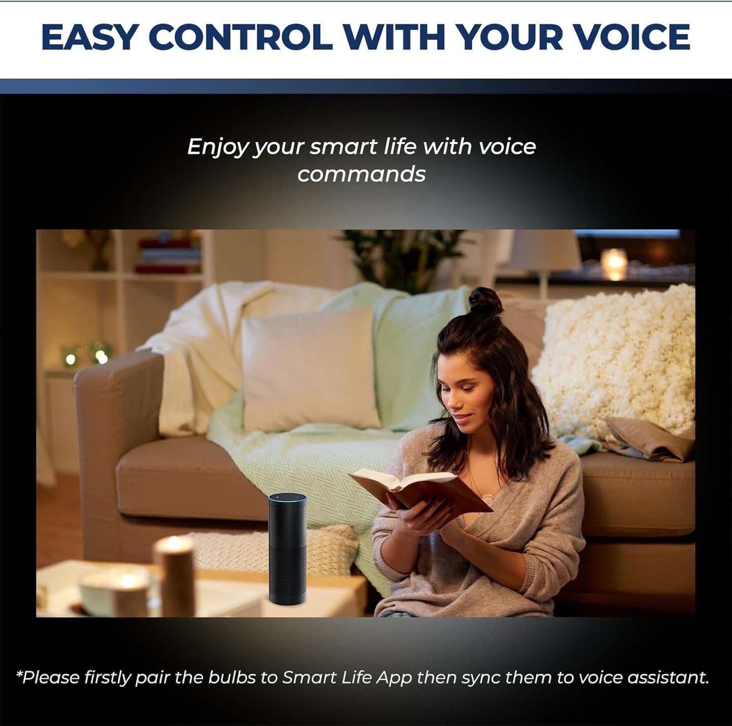 Lightinginside E12 Smart Light Bulbs 50W Equiv., G16.5 RGBCW Candelabra Chandelier Ceiling Fan Smart Bulb Works with Alexa/Google Home/Smart Life, 5W 550LM, 2.4G WiFi Bluetooth Bulb, ETL Listed, 6PCS