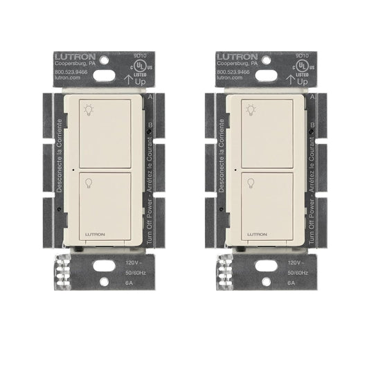 Lutron Caseta Original Smart Light Switch (Lutron Smart Hub Required), for Home, LED, and Fans, 6 Amp, Single-Pole/3-Way, Neutral Required, PD-6ANS-LA-2-Pack, Light Almond, 2 Pack