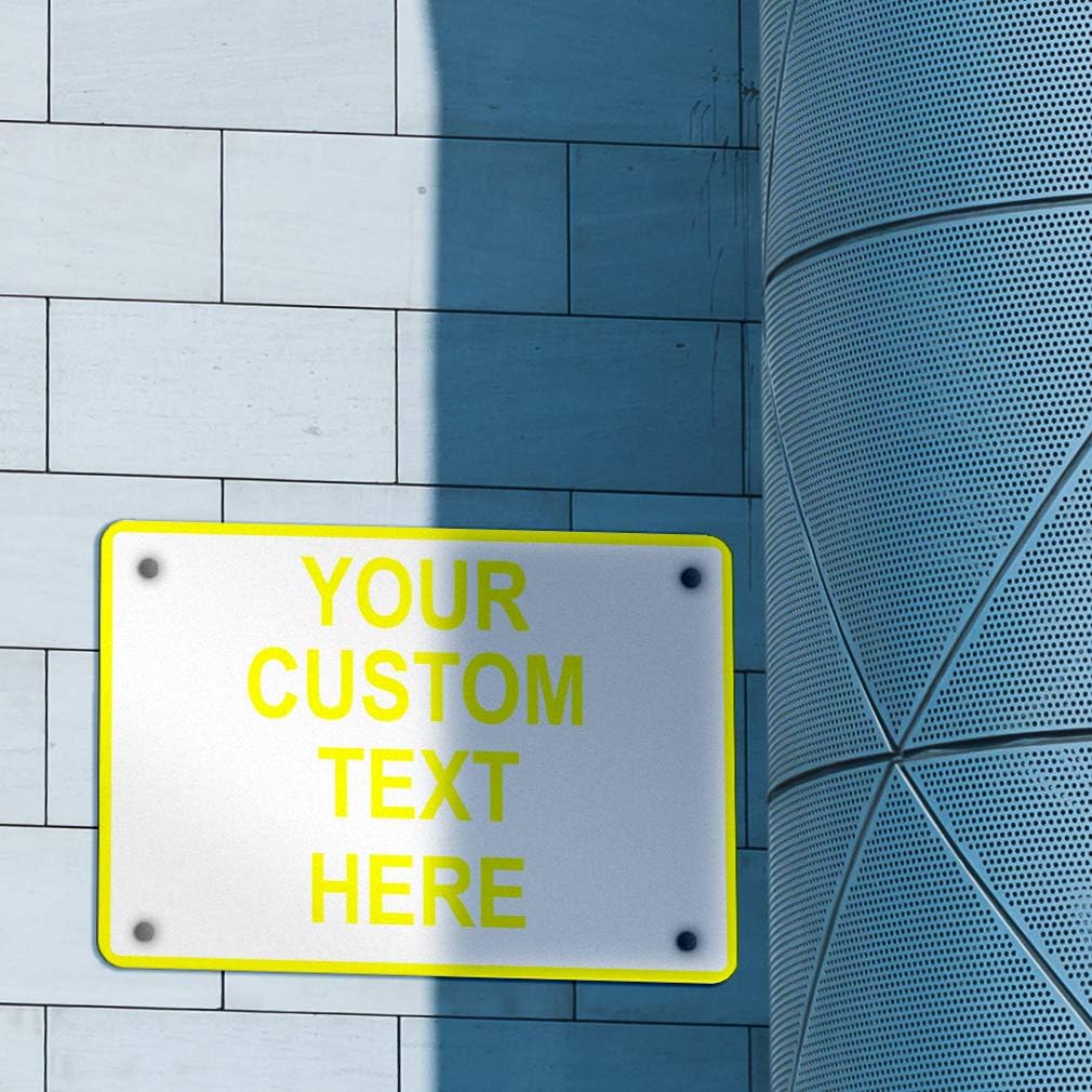 Aluminum Weatherproof Metal Sign Multiple Sizes Custom Personalized Text Here White Yellow Caution Horizontal Street Signs 24x18Inches