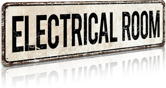 Electrical Room Door/Wall Sign, Sign for Door, Ensures Public Do Not Enter Restricted Areas - Private Access/Authorized Personnel Only, 4" by 16" Tin Sign