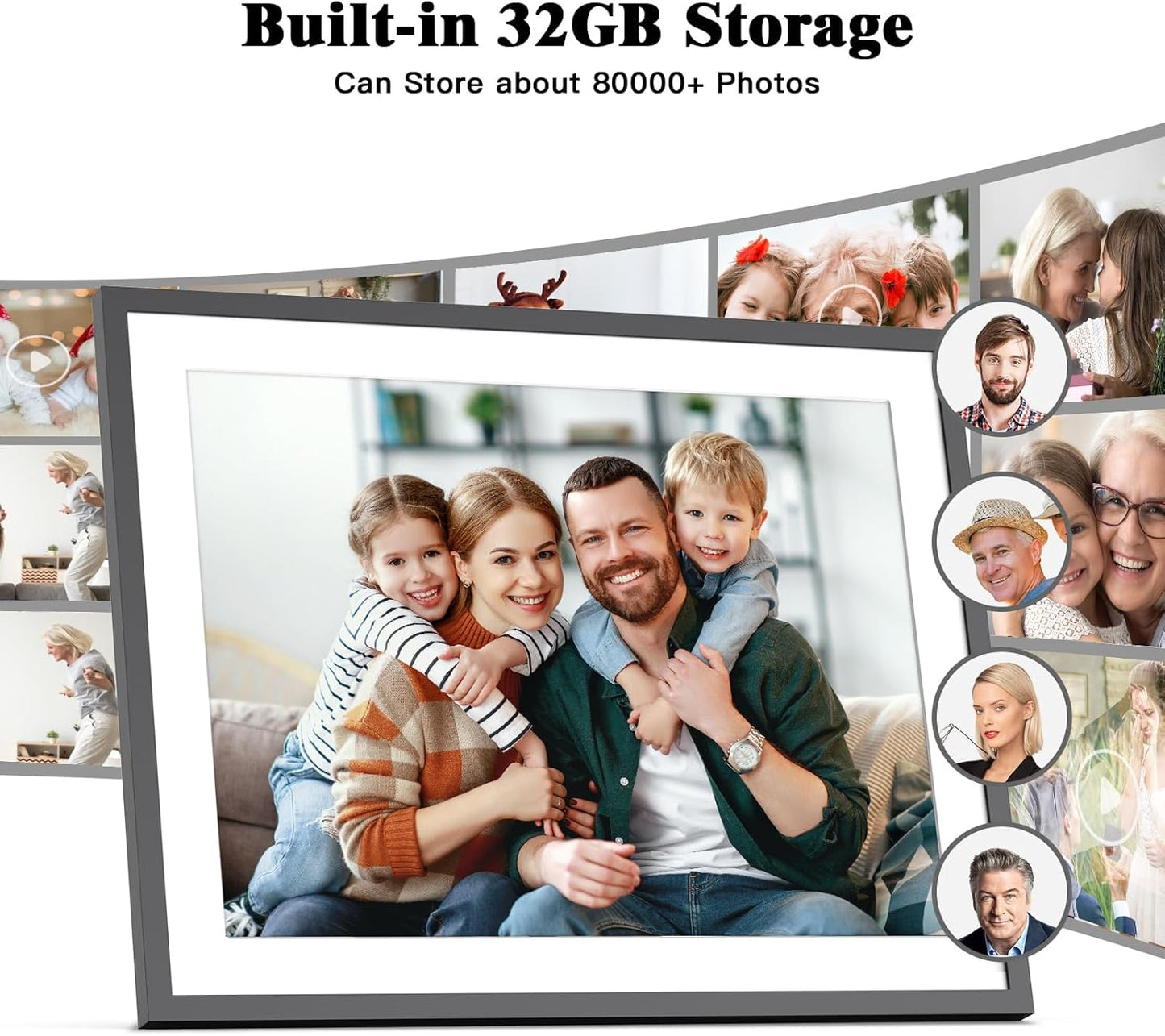 Large Digital Picture Frame 17” WiFi-Photo-Frame - 1280x960 IPS HD Touch Screen, 32GB Smart Picture Frame, Motion Sensor, Auto-Rotate, Wall-Mounted, Share Photos Videos via App, Gifts for Mom Dad