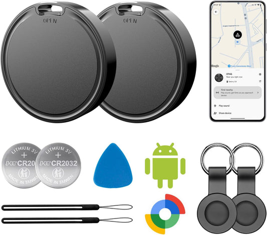 Air Tags for Android,Air Tags-2 Pack Android,Air Tracker Tags with 2 Case,2 Year Battery Life,Google Find Trackers for Google'S Find Hub App,IP65 Waterproof Luggage Tracker Tags for Keys,Suitcases