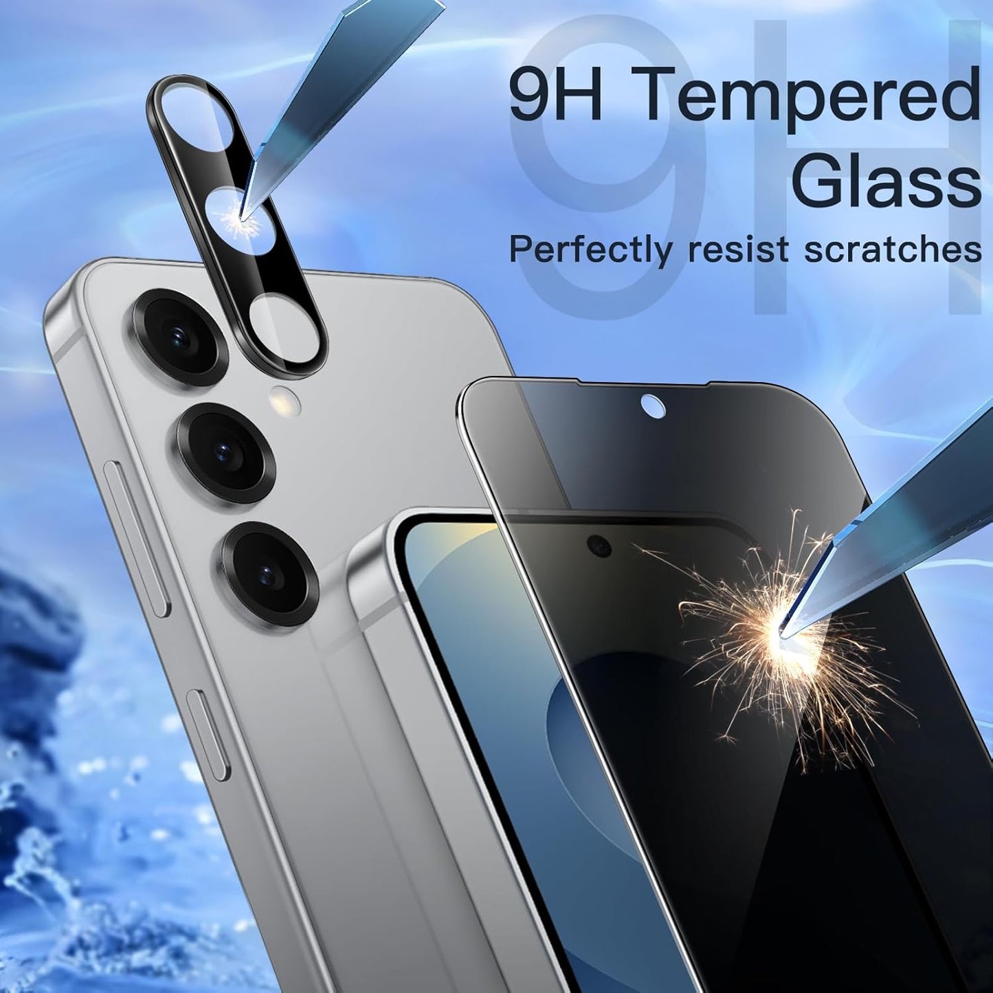 JETech Privacy Screen Protector for Samsung Galaxy S25 5G with Camera Lens Protector, Anti-Spy Tempered Glass Film, Fingerprint ID Compatible, 2-Pack Each