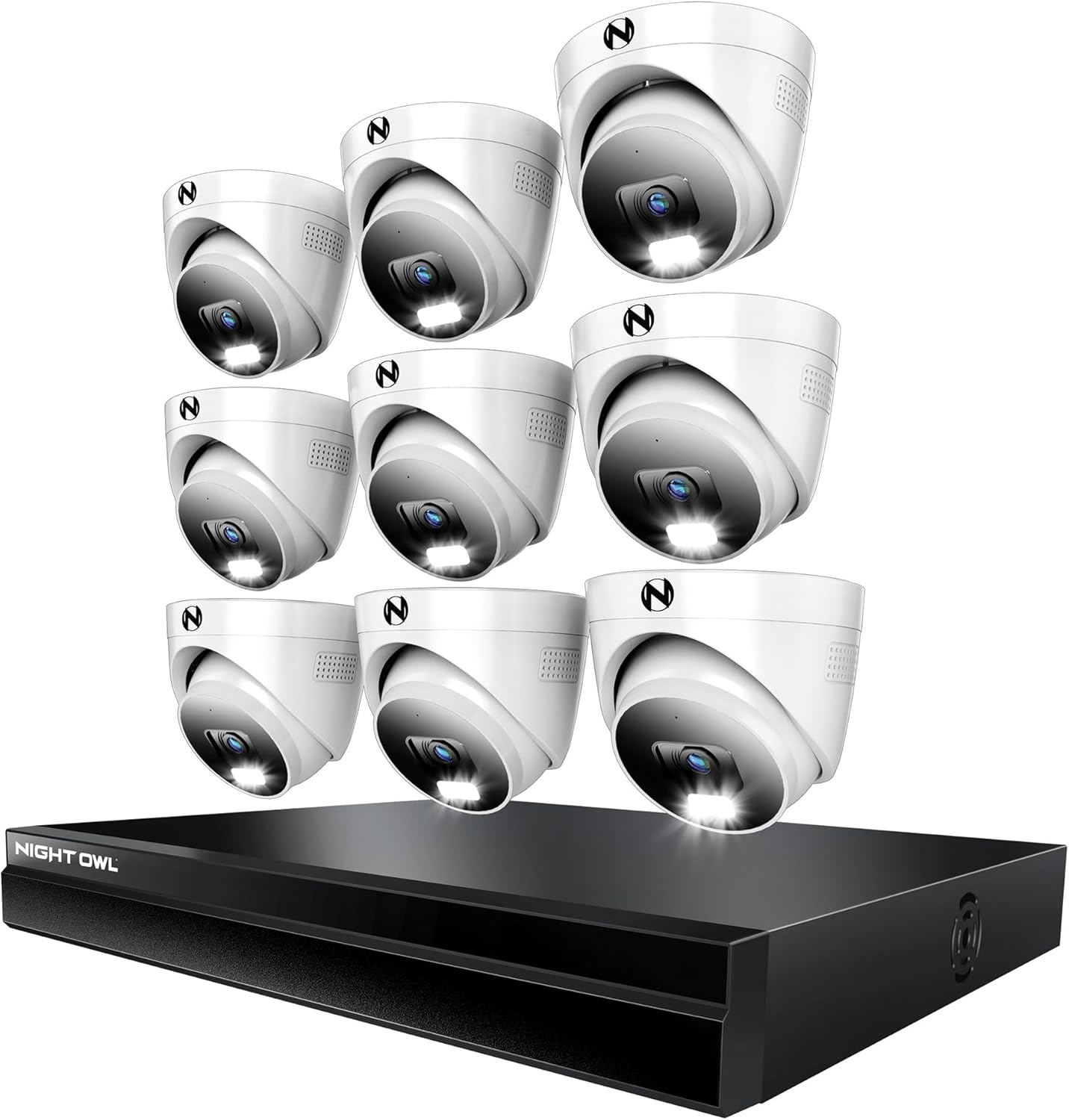 Night Owl Power Over Ethernet 24 Channel NVR Video Home Security Camera System with (9) Wired IP 4K HD Indoor/Outdoor Deterrence Dome Cameras and 4TB Hard Drive (Add up to 8 Wi-Fi Cameras)