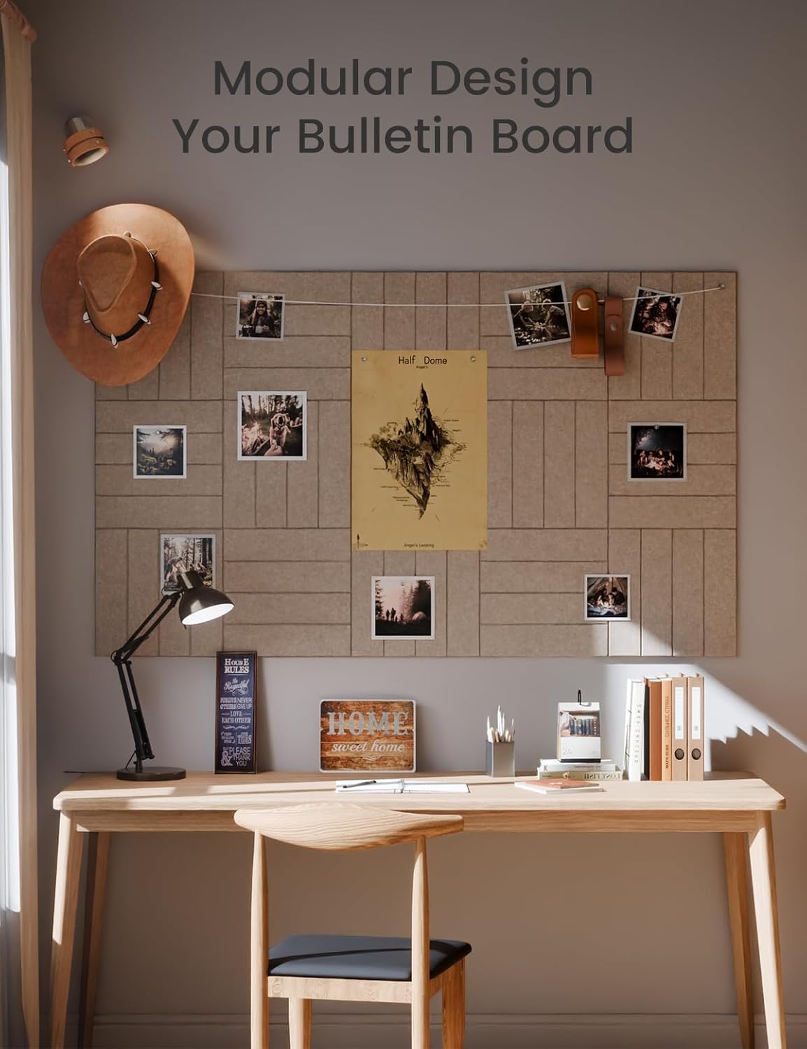 Large Felt Bulletin Board 36"x24" Cork Board Alternative - 6 Pack with 40 Safe Removable Adhesive Tabs, Cork Boards for Walls Felt Board for Home Office Classroom Pin Board-Taupe