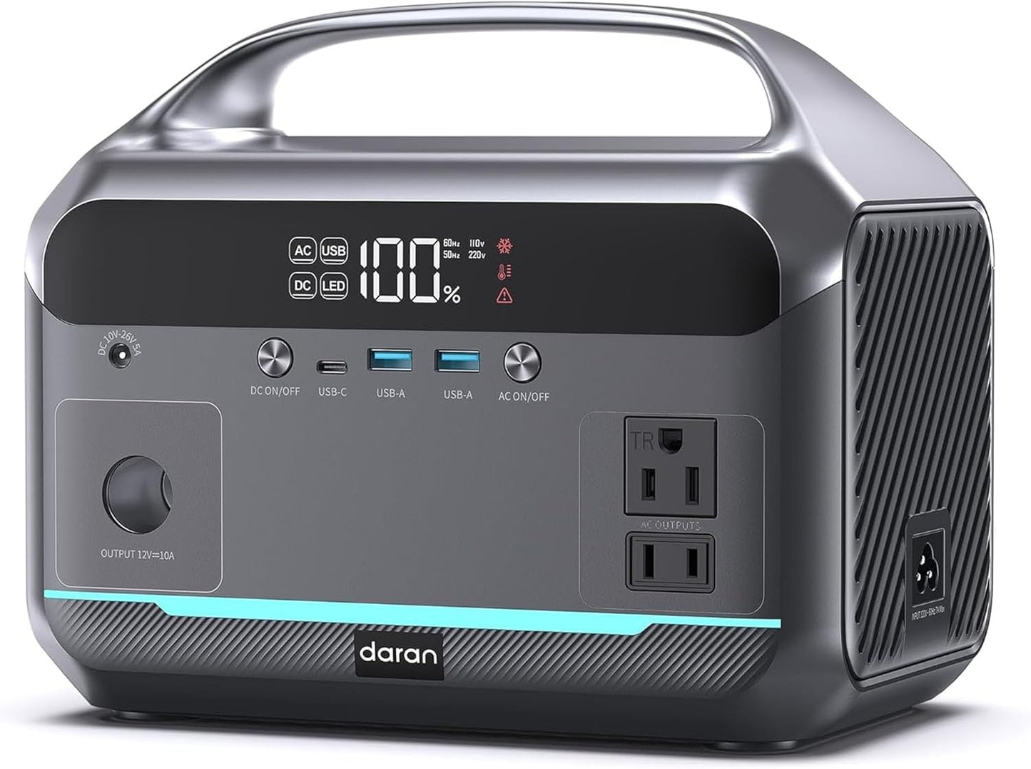 Portable Power Station 600W Surge, 288Wh (90,000mAh) LiFePO4 Battery, Power Bank with AC Outlet, Mini Solar Generator 7-Port Design, 2.1Hrs Fast Charing for Emergency, Hurricane (Solar Optional)