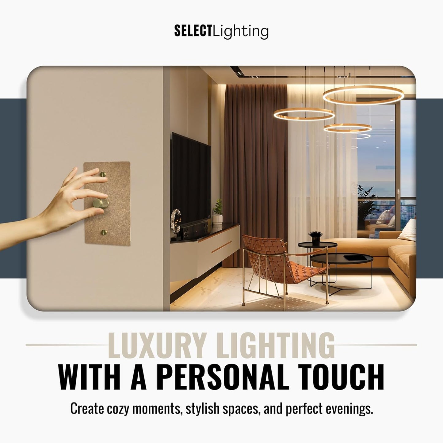 SELECT Vintage Brass Dimmer Light Switch, 1 Way Rotary Dimmer, 1 Gang TRIAC/Leading Edge Dimmable LED Light Switch, 15A 120V AC with Brass Knob, Faceplate & Dimming Module, UL Listed