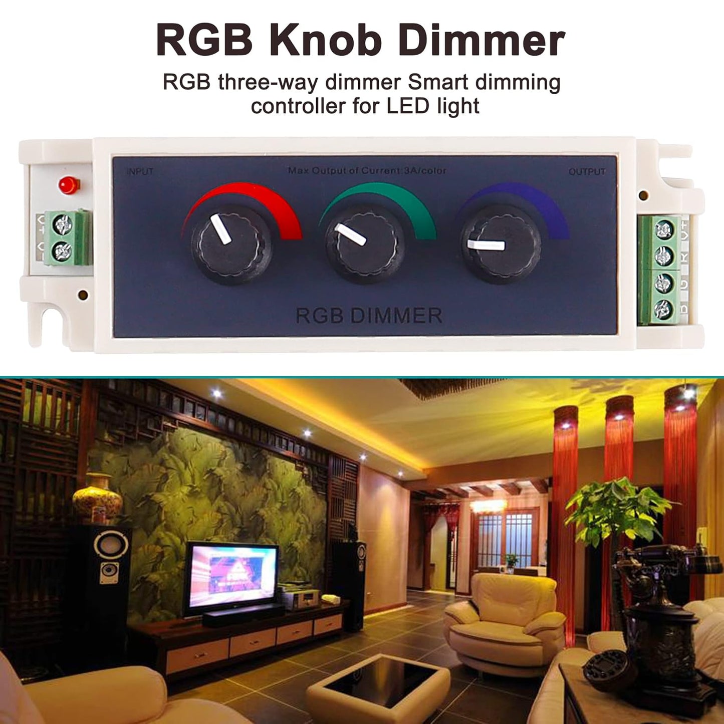 MEIRIYFA RGB LED Light Dimmer Knob Controller Switch,DC12-24V 3‑Channel Brightness Adjust Intelligently for Multi-Color LED Light Strip