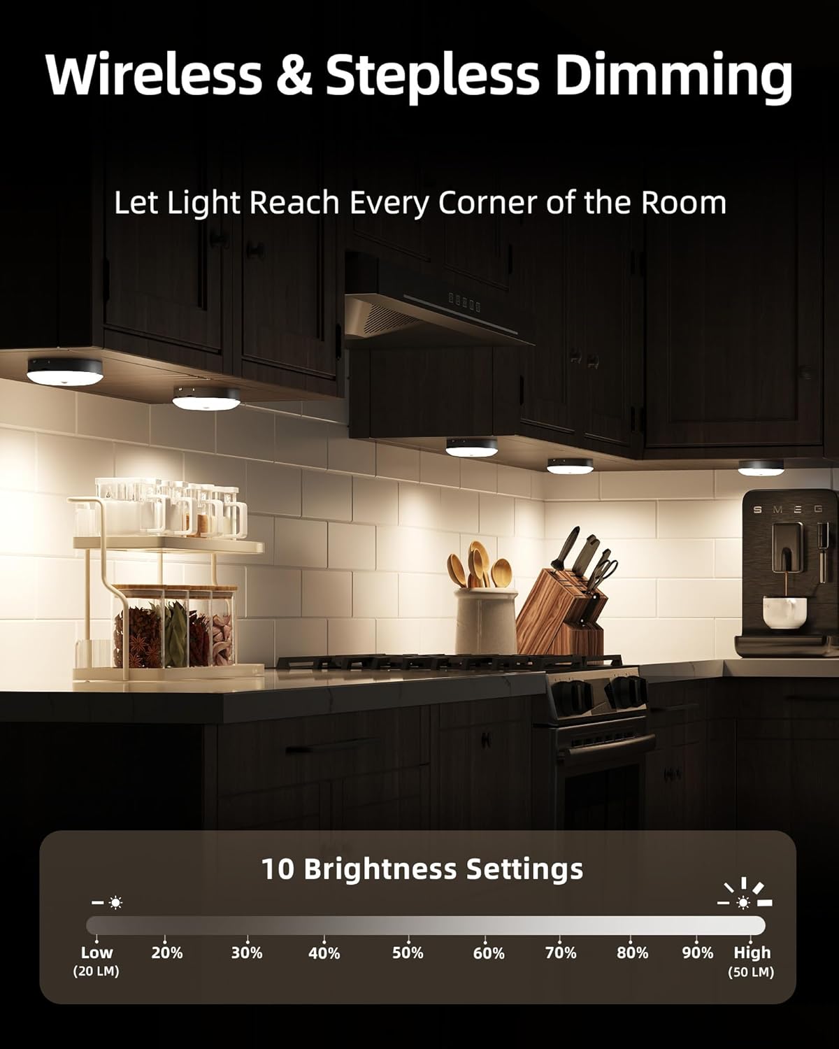 EZVALO Under Cabinet Lighting with Charging Station,1000mAh Rechargeable Puck Lights with Remote, 3 Color Temps & 12 RGB Closet Lights, Dimmable Motion Sensor Lights for Shelf, Kitchen (6 Packs)