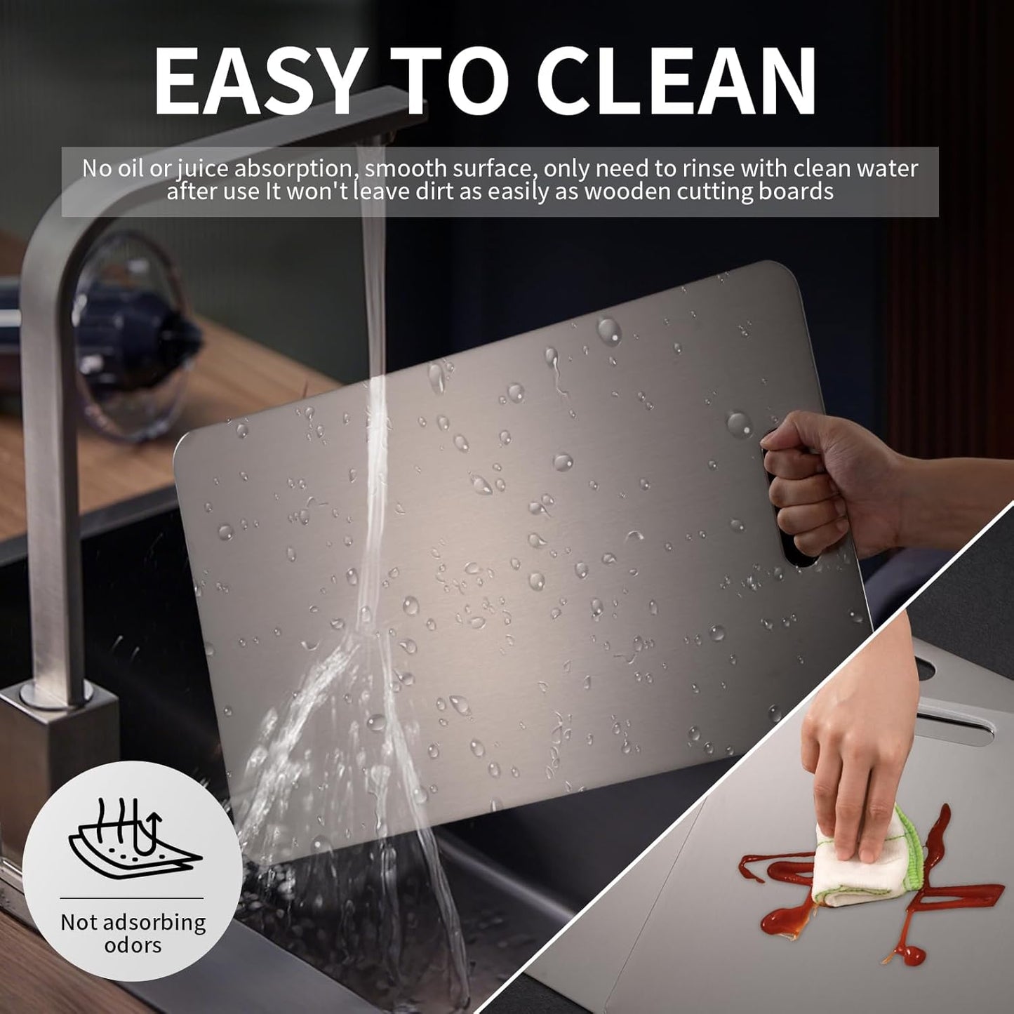 Katuchef Titanium Cutting Board 2025 New Upgrade Pure Titanium Cutting Boards for Kitchen Double Sided Cutting Boards Non Toxic,Hygiene Durable Chopping Board Suitable for Dishwasher Safe(15.35*11.02)