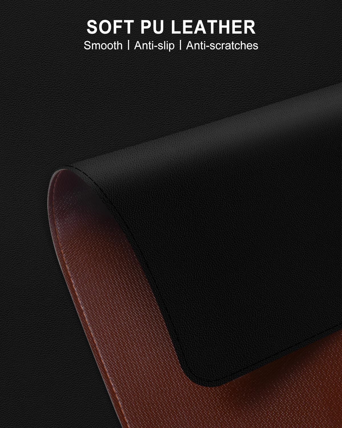 Heated Desk Pad, 23.6" x 14.2" Leather Non-Slip Warm Desk Pad, Large Mouse Mat with 3 Levels Heating & 3 Hours Auto Shut-Off, Hand and Foot Warmer for Office, Home, Black