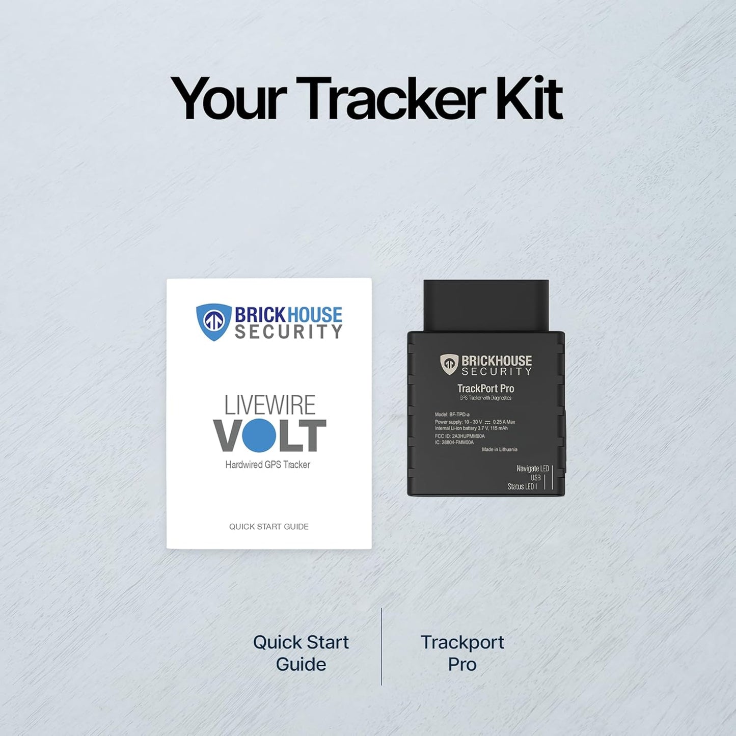 Brickhouse Security TrackPort Pro - Diagnostic GPS Tracker for Vehicles, Car Location, Speed, Battery Health, Mileage, Vehicle Diagnostic Data Report - Plugs into OBD Port - Subscription Required