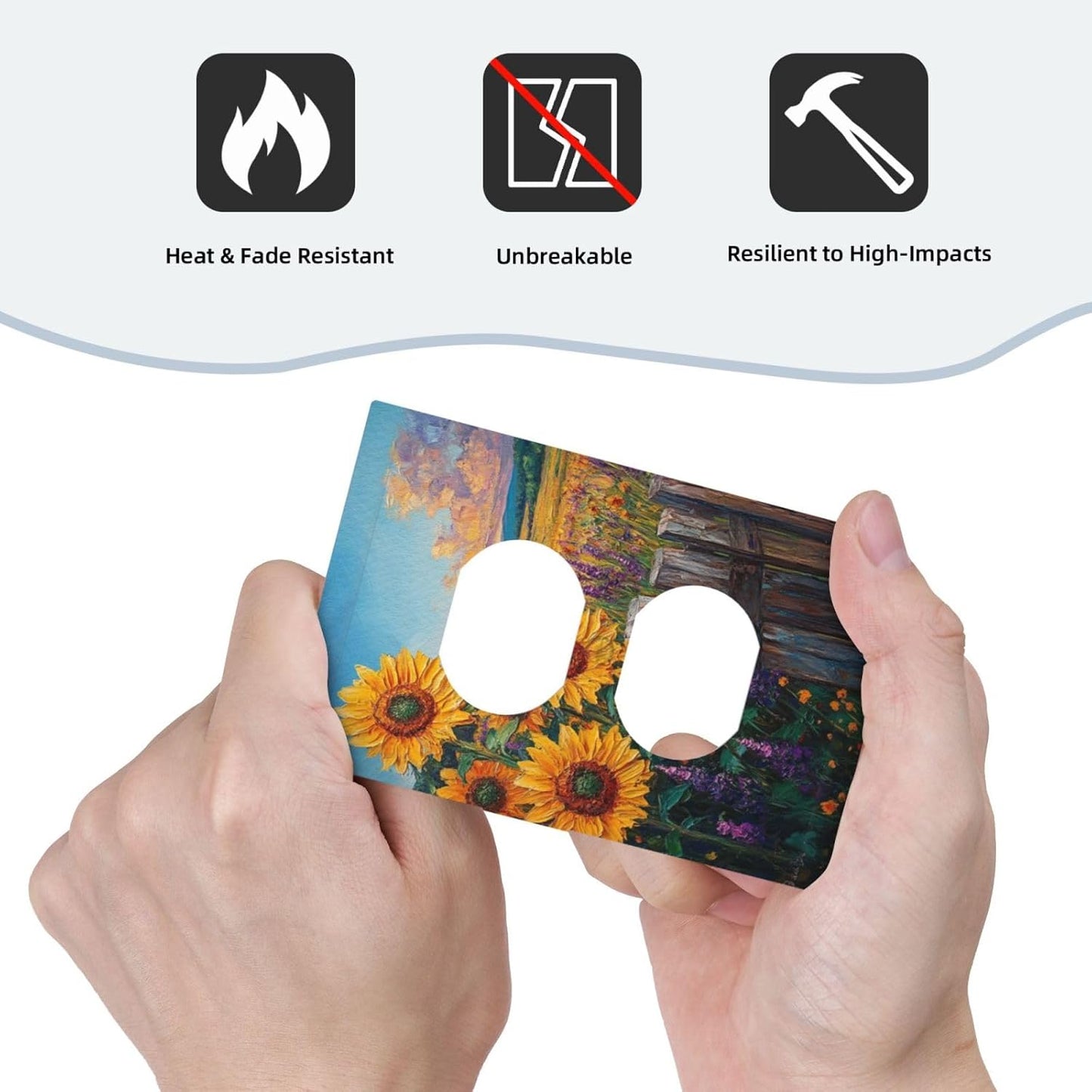 Decorative Outlet Covers Rustic Wilderness Sunflower Lavender Muzha Oil Painting 1 Gang Duplex Light Switch Cover Plate Wall Plates for Electrical Outlets Switchplate Faceplate