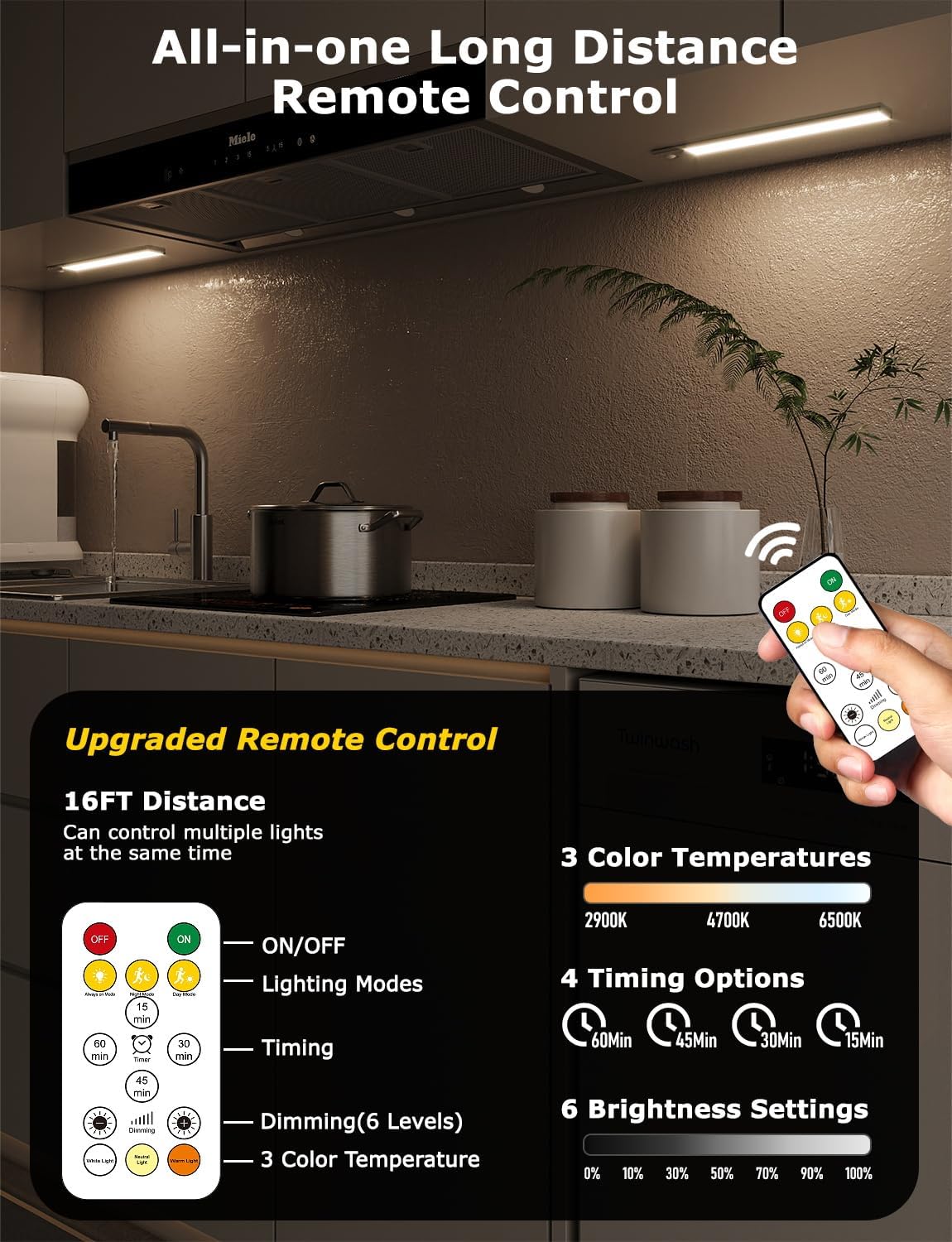 12" Ultra-Thin Under Cabinet Lighting Wireless, Aluminum Alloy Under Counter Lights for Kitchen, 3-Color-Temps Magnetic Closet Lights, Rechargeable Motion Sensor Light Indoor (6 Pack, Silver)
