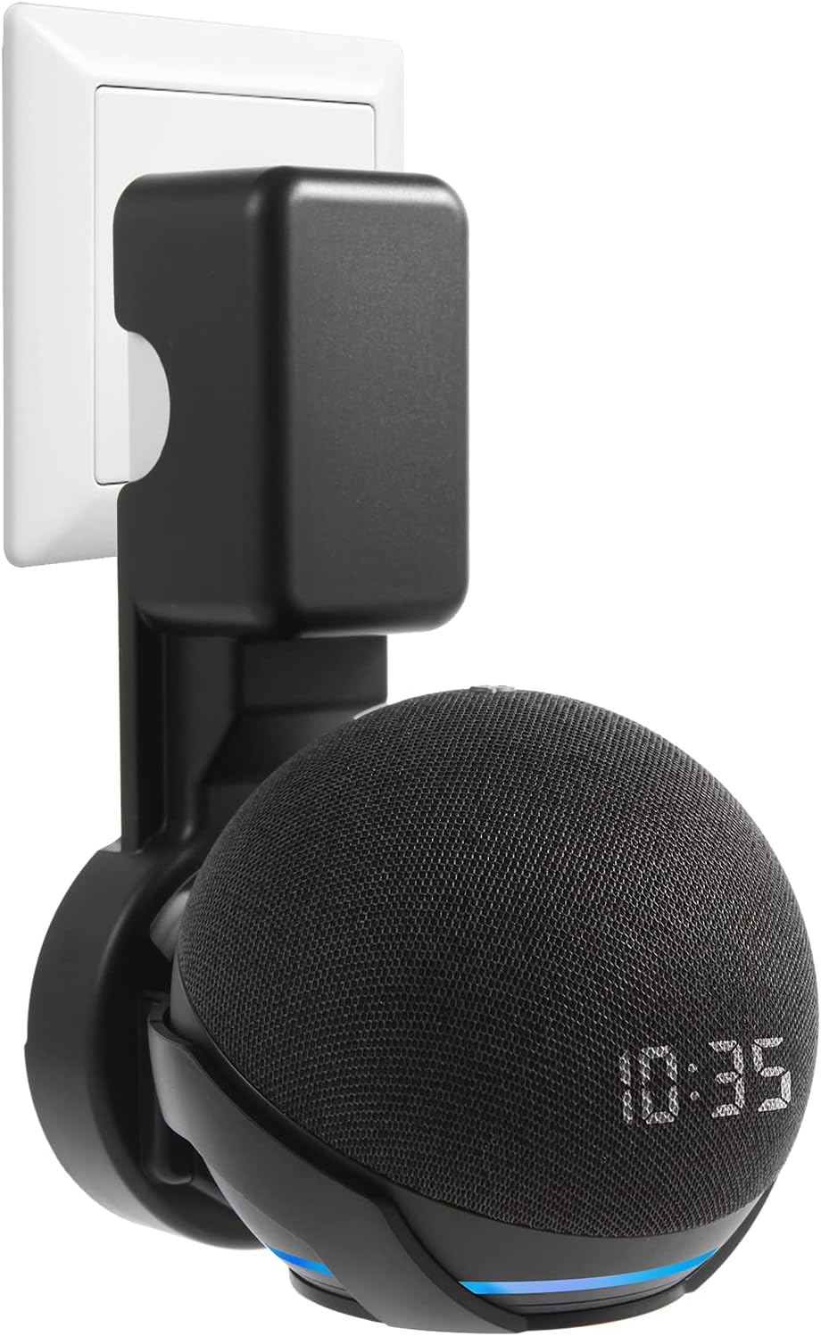 Wall Mount Holder for Dot 4th/5th Generation, Outlet Hanger for Dot 4th/5th Gen, Smart Speaker Stand, Space-Saving Accessories, Built-in Cable Management Shelf, Black…