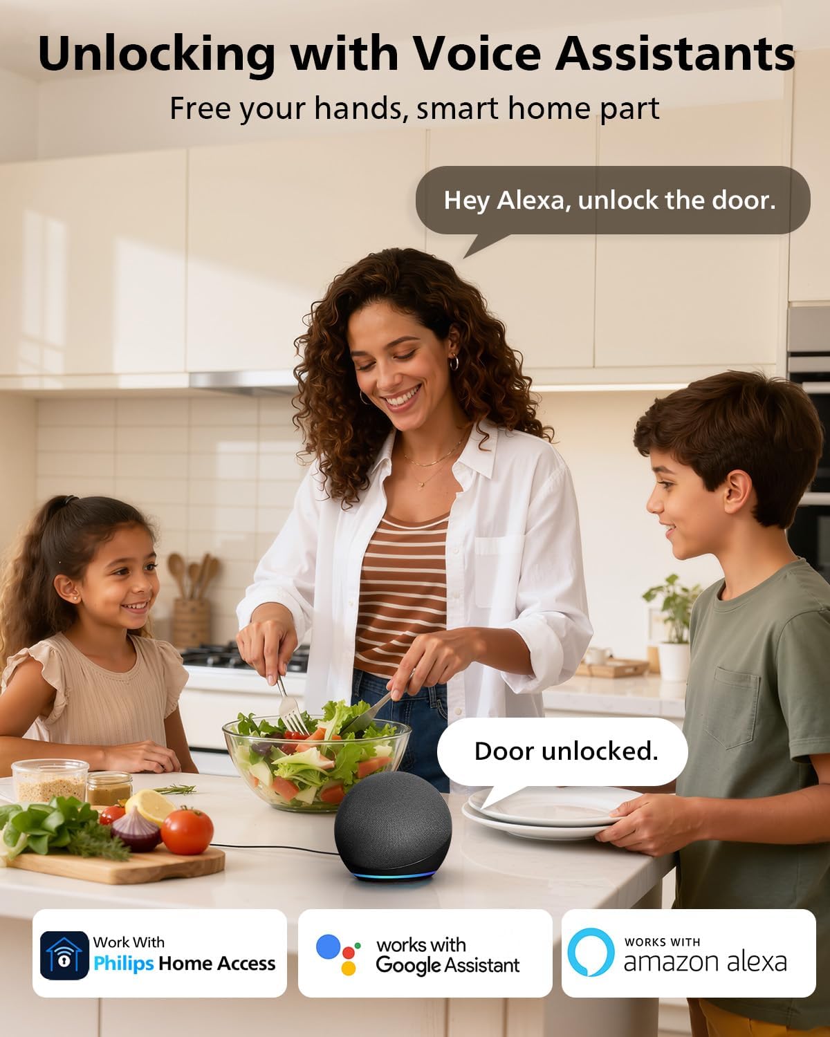 Philips WiFi Smart Keypad Deadbolt Lock, App Remote Control, No Hub Required, Support Alexa & Google Assistant, Keyless Entry Door Lock with Auto Lock, Digital Smart Locks for Front Door, Satin Nickel