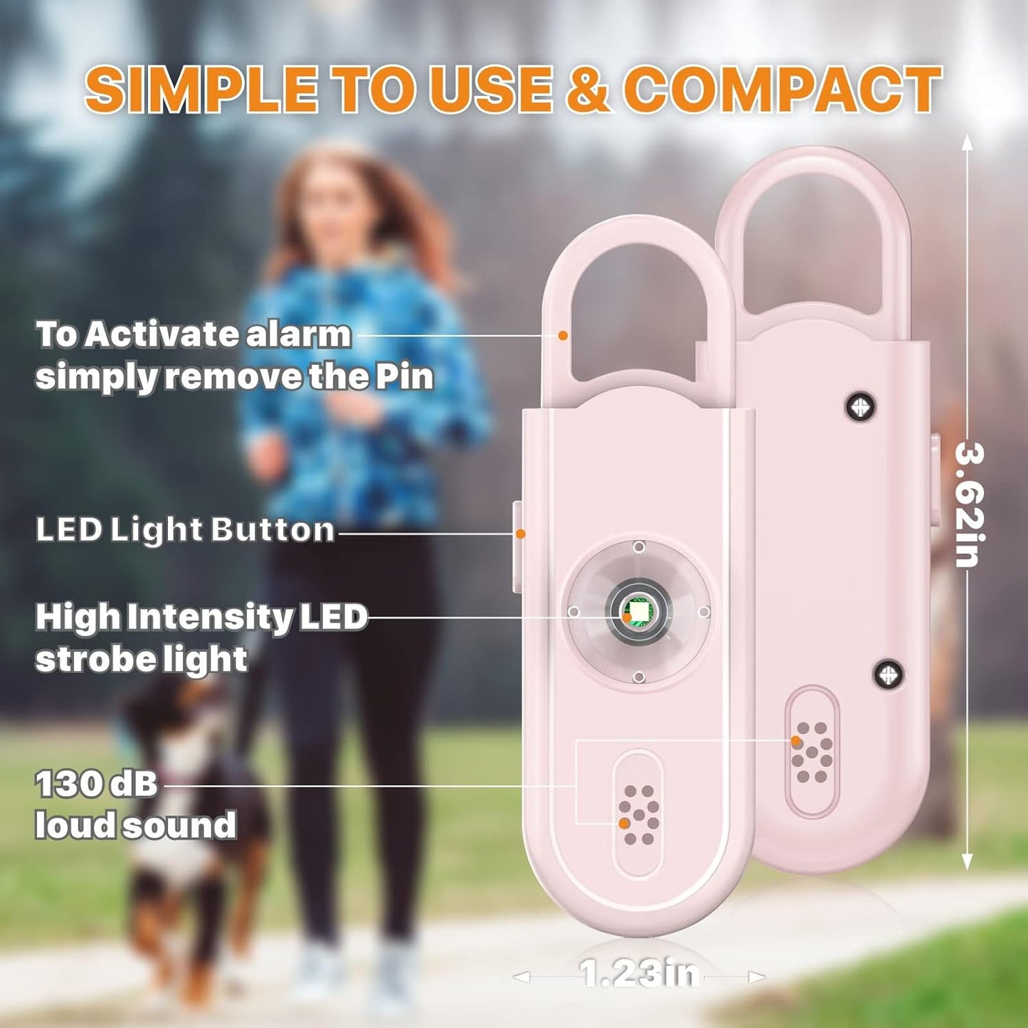 Safe Sound Personal Alarm, 2 Pack 130 dB Loud Siren Song Emergency Security Alarm Keychain with Strobe LED Light, Personal Sound Safety Siren for Women, Men, Children, Elderly