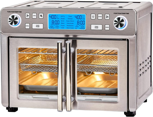 Emeril Lagasse Dual Zone 360 Air Fryer Oven Combo with French Door, 25 QT Extra Large, Cook Two Foods in Different Ways, Up to 60% Faster from Frozen to Finish