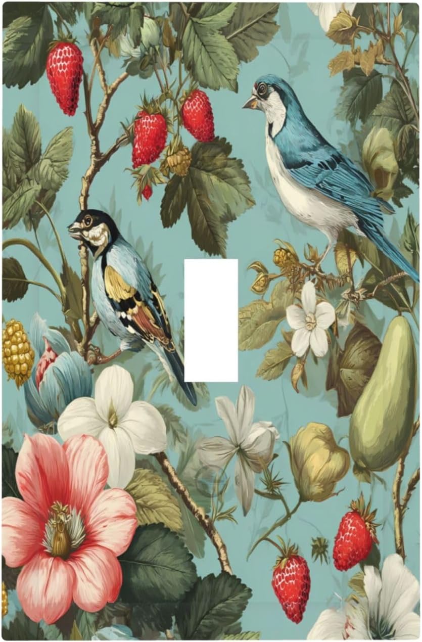 William Morris Flower 1 Gang Single Toggle Wall Plate Cover Decorative Light Switch Covers Electrical Faceplate Switch Plates for Bathroom Kitchen Home