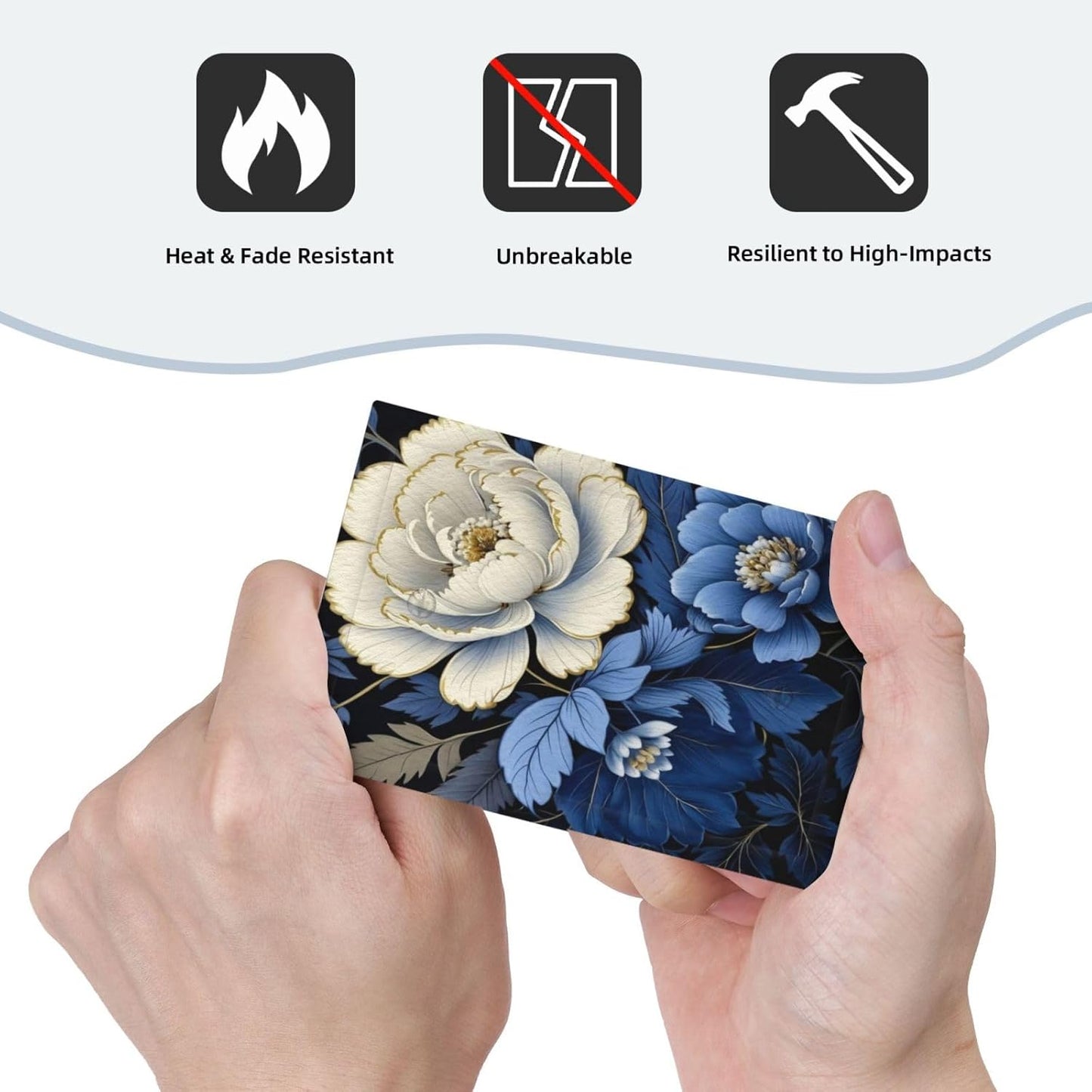 Blue White Flowers Light Switch Covers No Device Wall Plate 1 Gang Decorative Blank Switchplate Electrical Faceplate for Country Living Bedroom Decor
