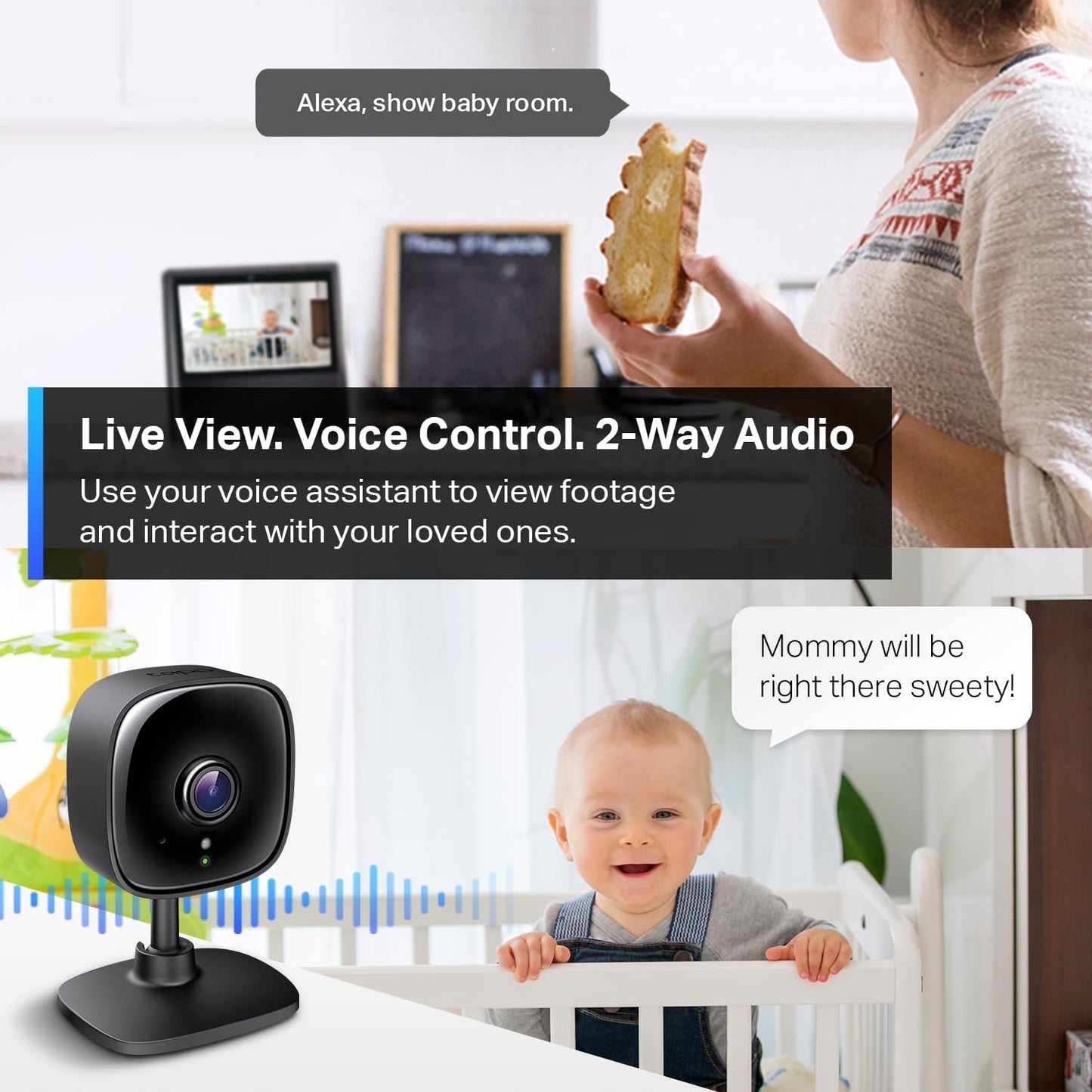 Tapo TP-Link New 2K Indoor Security Camera for Baby Monitor, Pet Camera | Motion Detection | 2-Way Audio | Night Vision | Cloud & SD Card Storage | Works w/Alexa & Google Home | Black C111