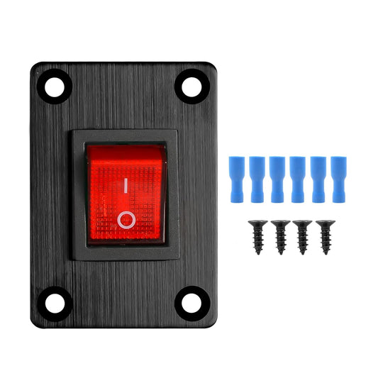1Pcs Red LED KCD4 Boat Rocker Switch 2-Position 4-Pin DPST Panel Switch 16A 250VAC 20A 125VAC, with 6pcs FDFD2-250 Blue Terminals, CE