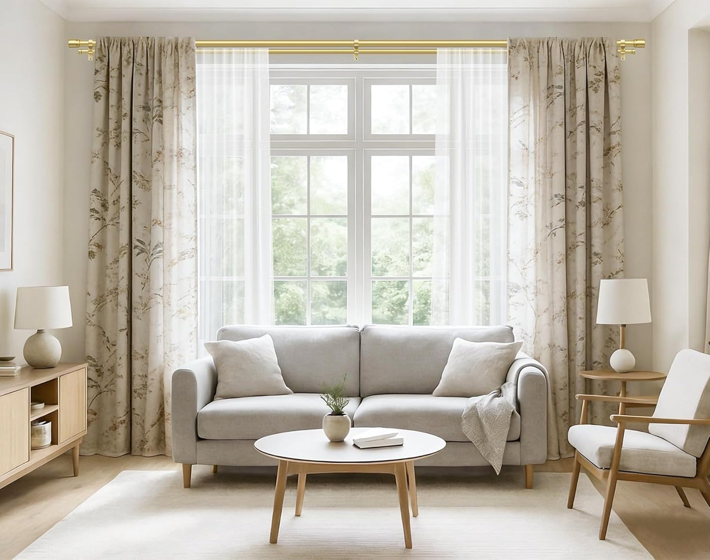 Double Curtain Rod 36 to 72 Inch, HOTOZON 1 Inch Heavy Duty Double Curtain Rods for Windows 24 to 68 Inches(2-5.6 ft), Telescoping Drapery Rod with Simple End Finials, Gold