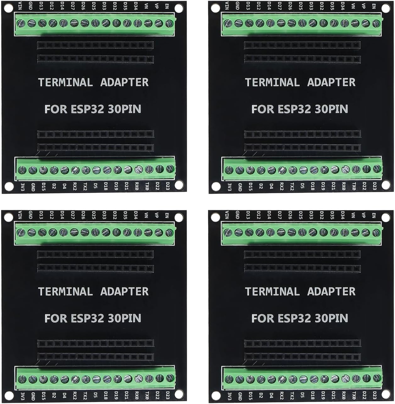4Pcs ESP32 30Pin Breakout Board GPIO 1 into Expansion Development Board Compatible with 30 Pins ESP32S ESP32 ESP-WROOM-32 Board
