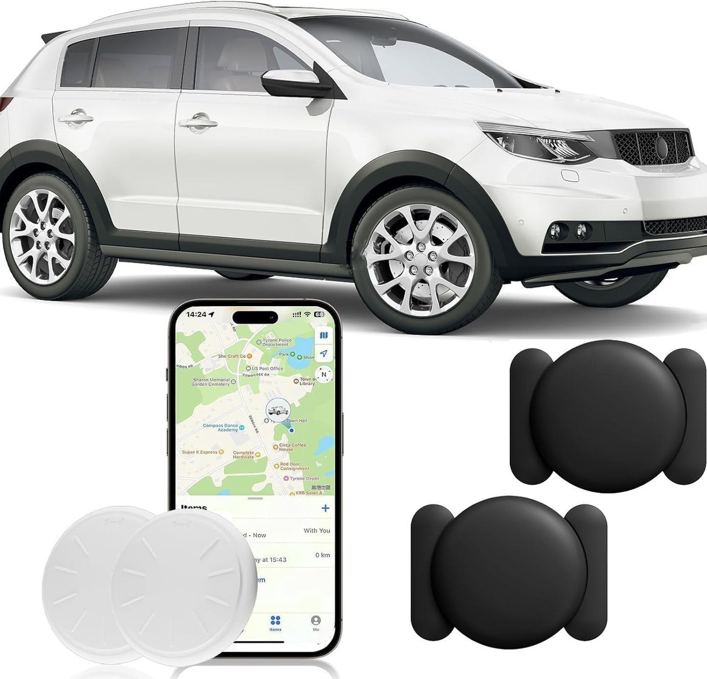 GPS Tracker for Vehicles, 2PCS Real Time GPS Tracker for Car Work with Find My (iOS Only),Hidden Mini Car Tracker Device Hidden,No Monthly Fee, Magnetic Car Tracker, Waterproof