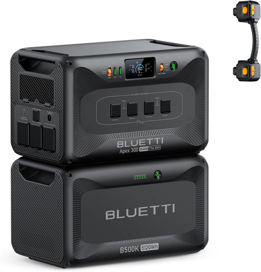 BLUETTI Apex 300 Portable Power Station & B500K Expansion Battery, 7884.8Wh LFP Battery Backup with 6 3840W AC Outlets (7680W Surge), 120V/240V Dual Voltage Output, for Home, RV and Emergencies