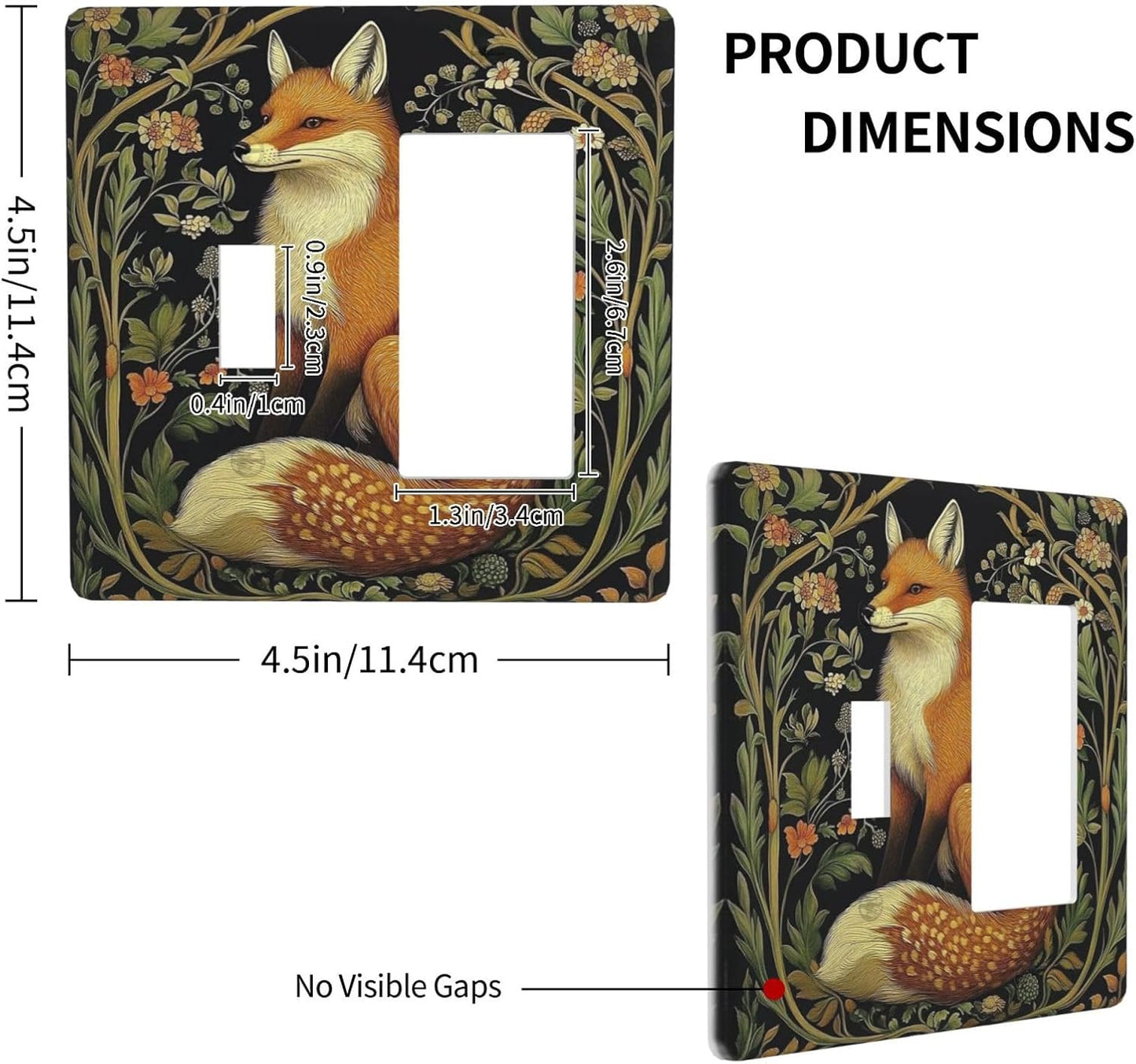 Fox Morris Plants Flowers Vine Colorful Floral Outlet Covers 1 Toggle 1 Rocker Combination Decorative Wall Plate Electrical Switch Plates Light Switch Cover Plate For Bed Room Living Room Decor