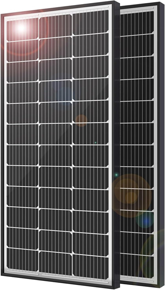 JJN 200 Watt Solar Panels, 10BB Monocrystalline 12V 2PCS 100W Solar Panel, 23% High Efficiency PV Module Power Charger for RV, Home, Farm, Boat, Caravan and Off-Grid Applications