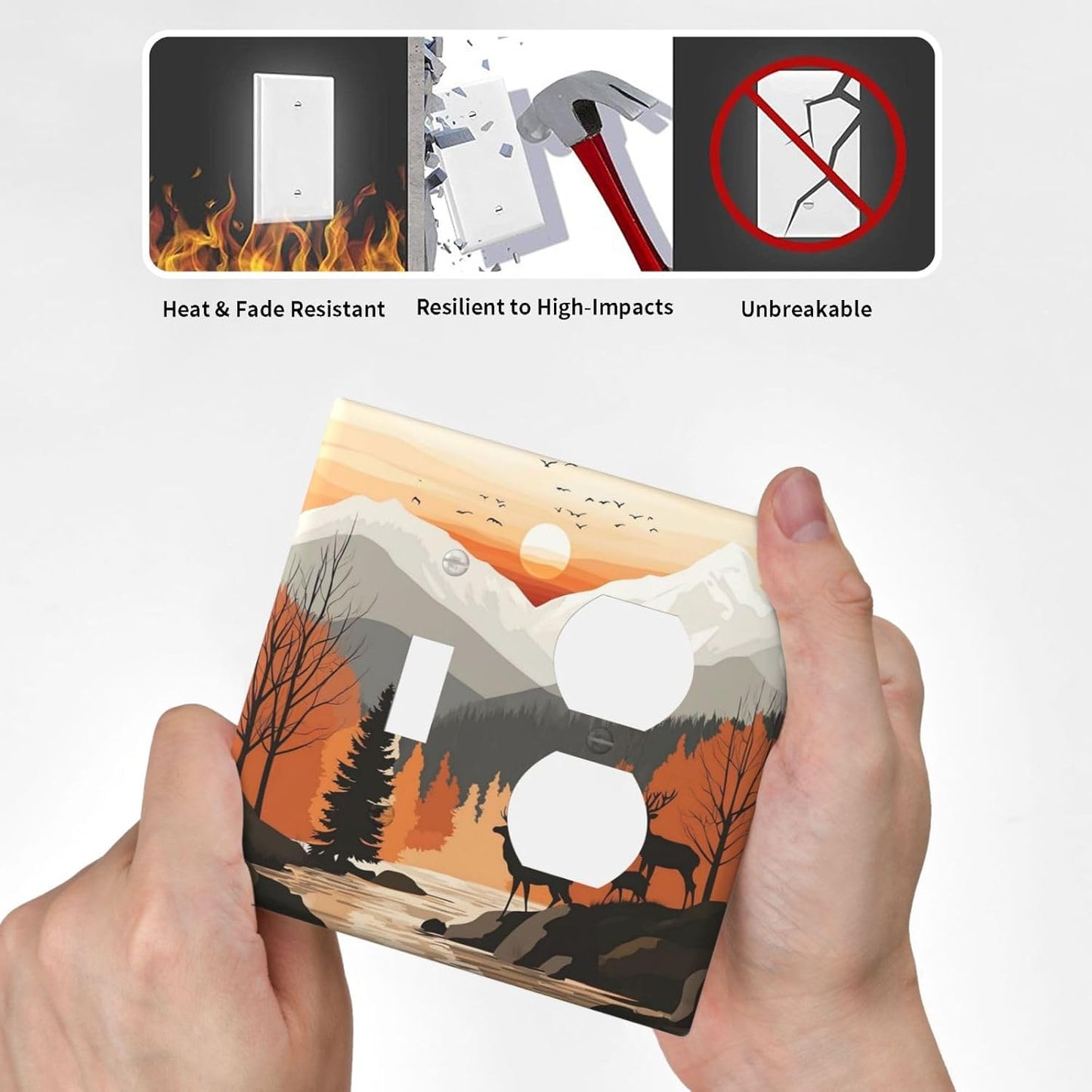 Sun Forest Deer Snow Mountain River Wallplates 1 Toggle 1 Duplex Switch Plate Electrical Gfci Faceplate Decorative Light Switch Covers For Bed Room Living Room Decor