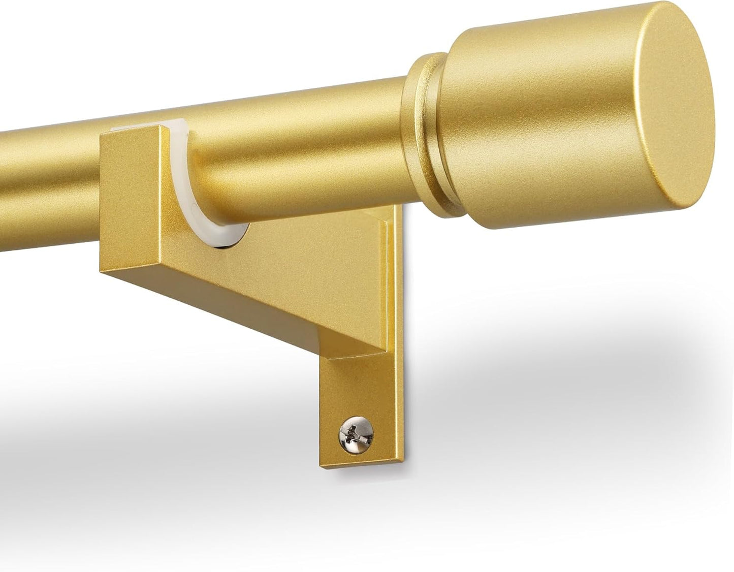 Gold Aluminium Curtain Rods for Windows,1 Inch Adjustable Curtain Rod 72 to 144 Inch,Heavy Duty Drapery Rods with Thicken Bracket,Modern Single Rod with Aluminium Finials