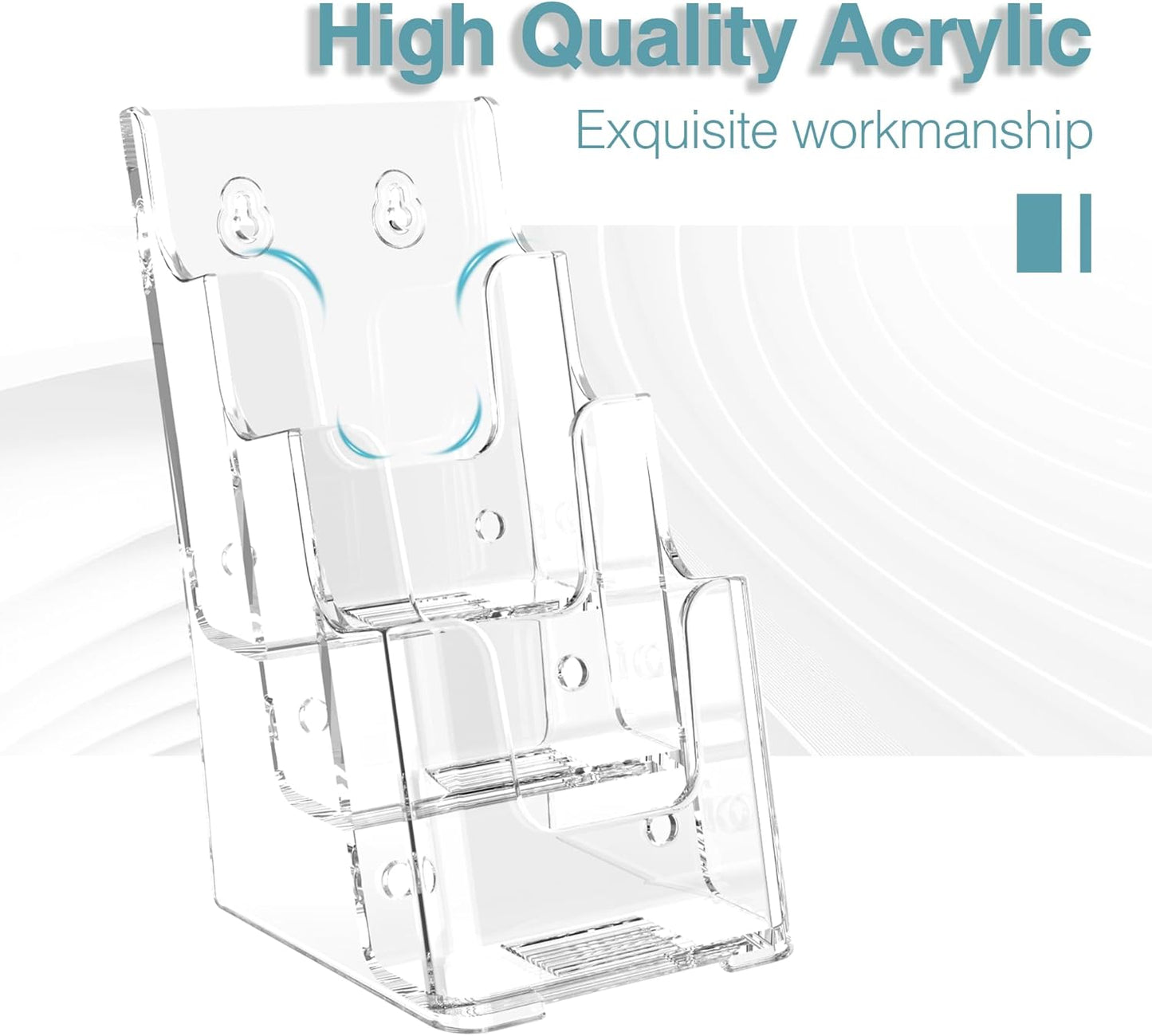 Brochure Holder 4x9 Inch 3 Tier Acrylic Literature Holders Clear Plastic Flyer Display Stand Countertop Use or Wall Mount Pamphlet Holder Organizer for Office, Lobby, Hotel, Trade Show, 4 Pack