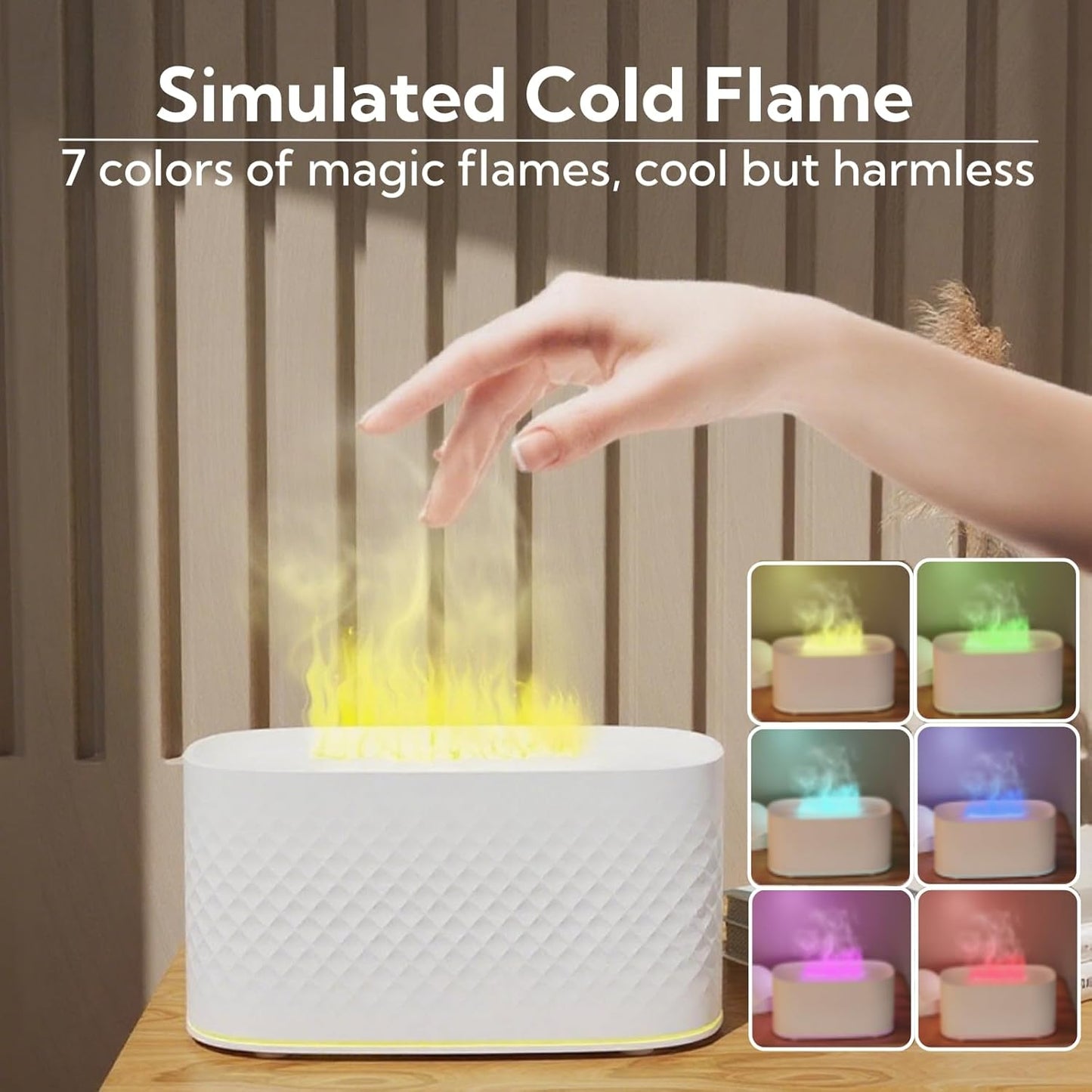 Portable Small Humidifier Dual Nozzle - Large Cool Mist Humidifiers Double Spray Ports, Water Shortage Protection, Ultra-Quiet, Mini Humidifier for Bedroom Plants Office Car Travel (Flame Volcano)