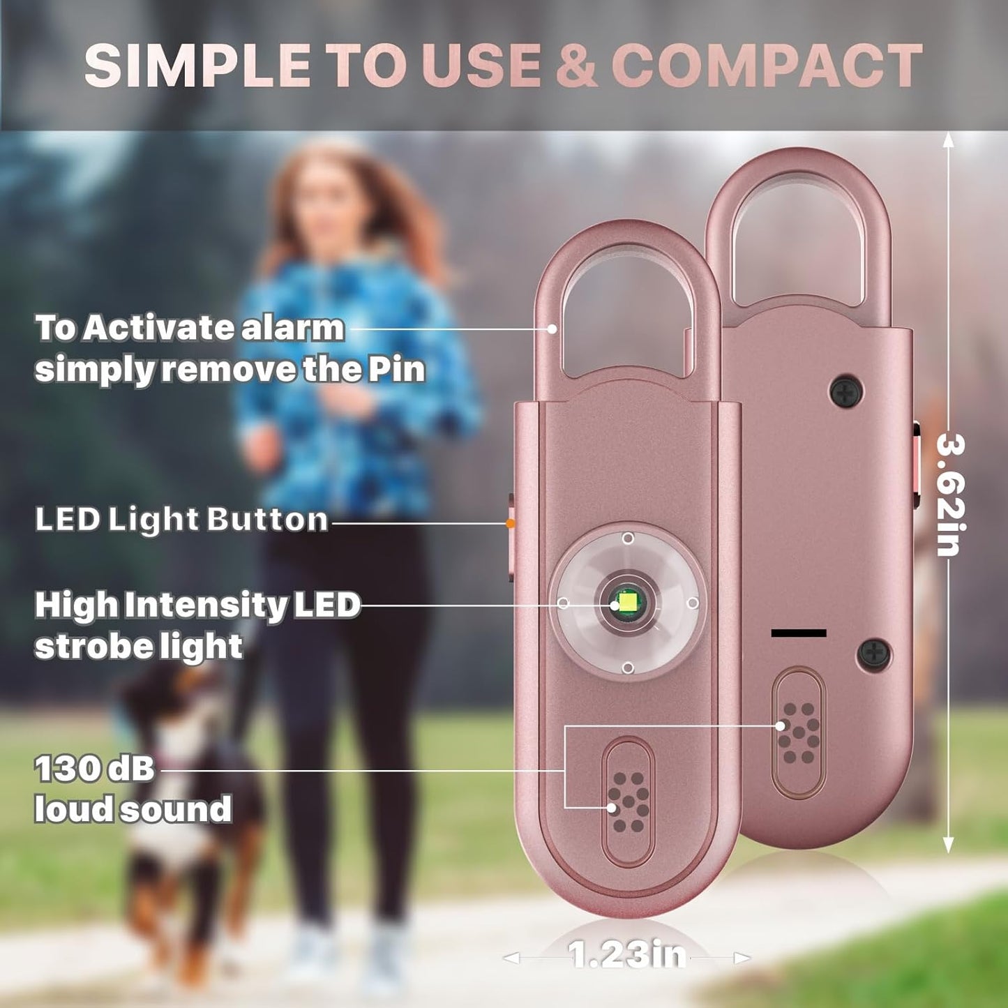 Safe Sound Personal Alarm, 2 Pack 130 dB Loud Siren Song Emergency Security Alarm Keychain with Strobe LED Light, Personal Sound Safety Siren for Women, Men, Children, Elderly