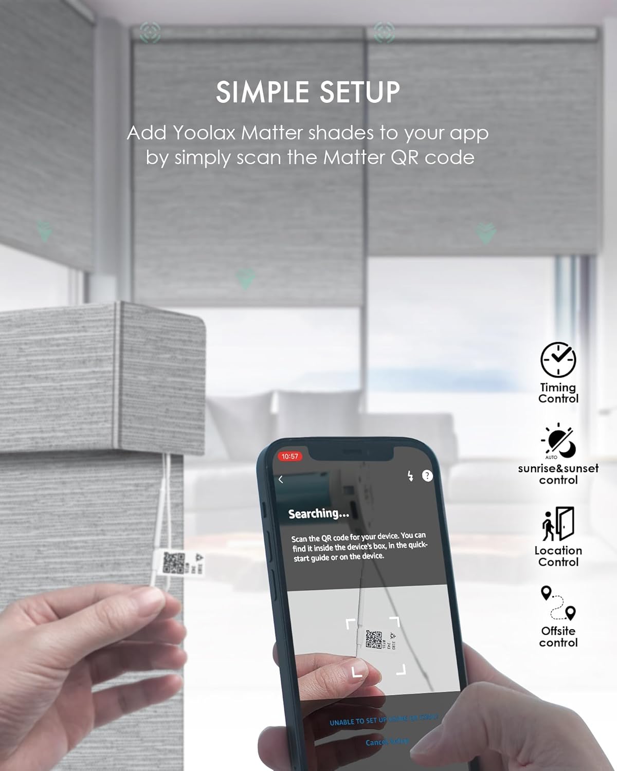 Yoolax Smart Blinds, Motorized Matter Roller Shades Blackout Automatic Blinds for Windows Motorized Shades Compatible with Alexa, Google Home, Homekit(Blackout Foggy Grey)