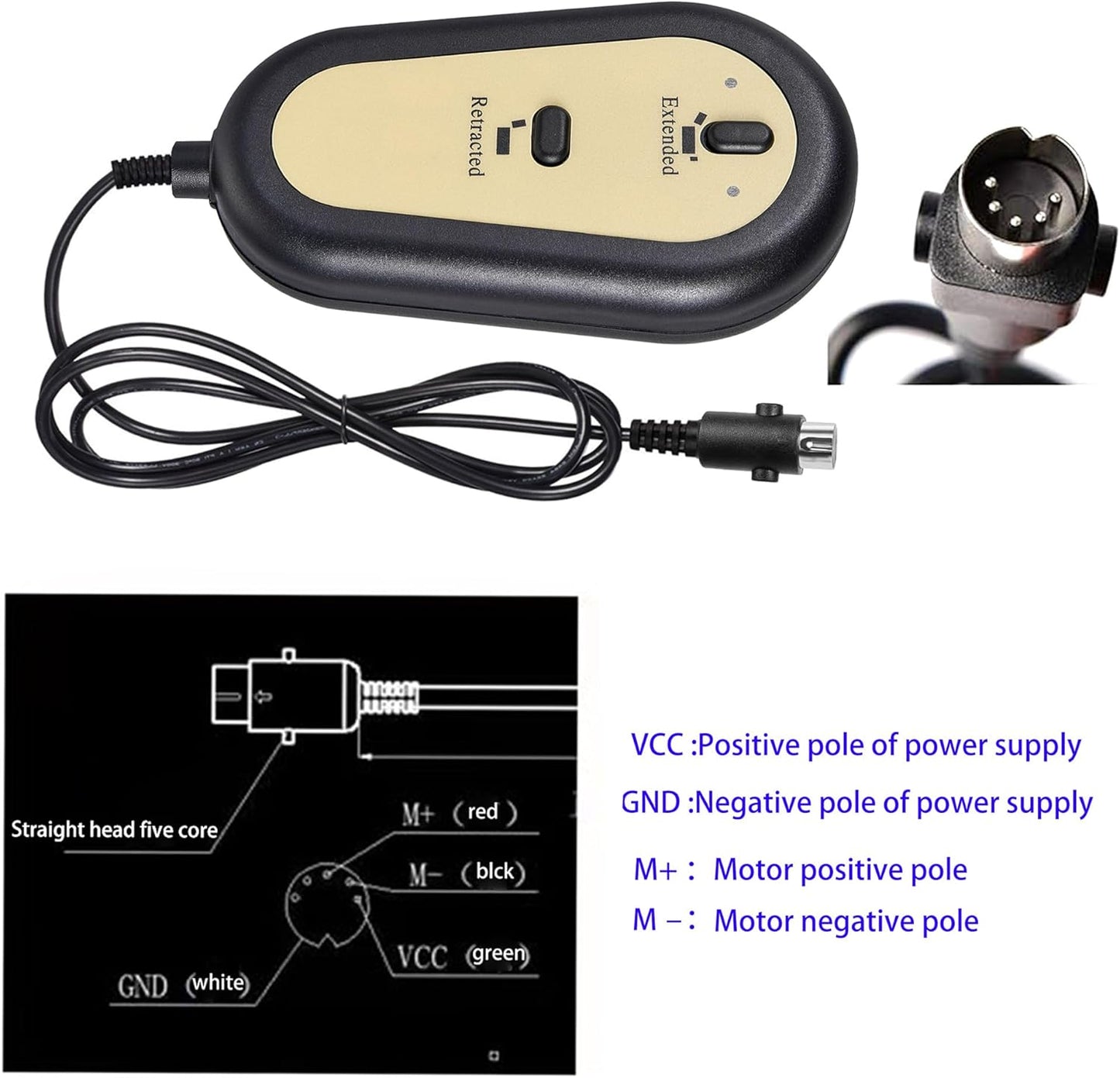 Lift Chair Remote Replacement,2 Button Chair Lift Remote Control,5 Pin Plug Recliner Replacement Fixed Electric Sofa Recliner Lift Handle
