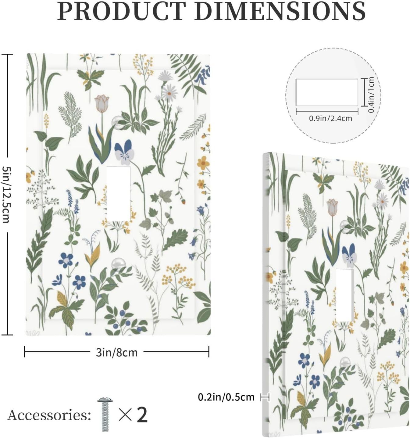 Decorative Light Switch Cover Floral Green Leaf Plant Flowes 1 Gang Single Toggle Device Electrical Faceplate Switchplates Decorator Outlet Wall Plate For Bed Room Farmhouse Decor