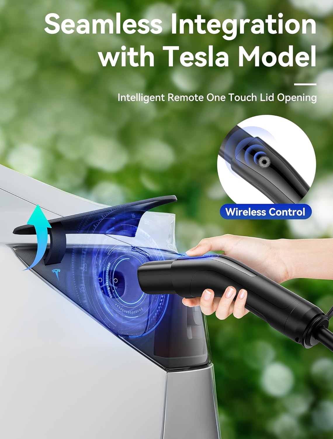 Level 1/2 Tesla Wall Charger, Tesla Portable Home Chargers with NACS Connector, 240V 16Amp, 6-20 Plug & 120V 12Amp, 5-15 Plug, Tesla EV Charger with 16Ft Cable for Models 3/Y/S/X