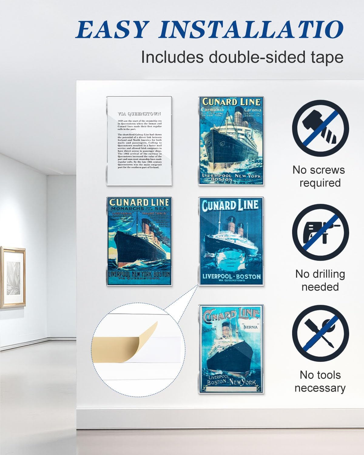 20 Pack Acrylic Sign Holder 8.5 x 11 Wall Mount Sign Holders, Clear Acrylic Wall Frame with Double Sided Tape for Office, Home, Business-Vertical (20 Pack)