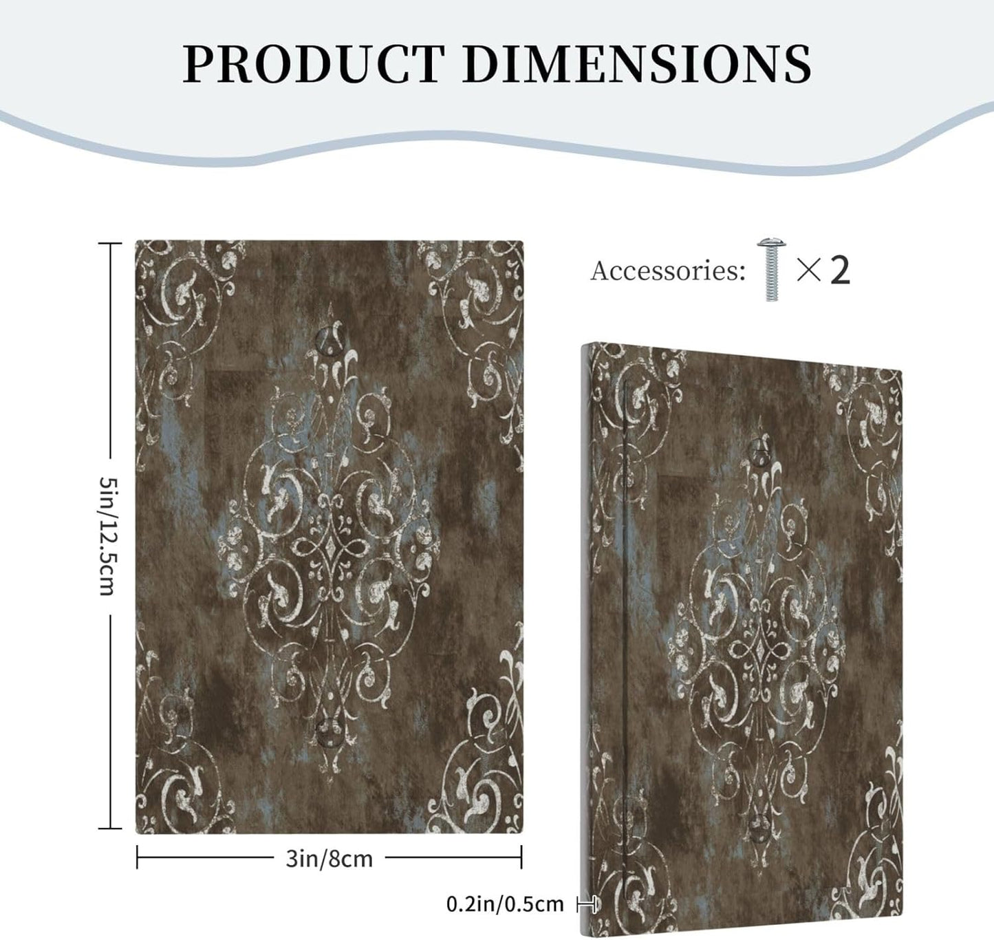 Decorative Light Switch Plate Covers Vintage Brown Abstract Floral Pattern 1 Gang No Device Single Blank Outlet Covers Wall Plate Light Switch Cover Plate Faceplate for Bedroom Home Decor