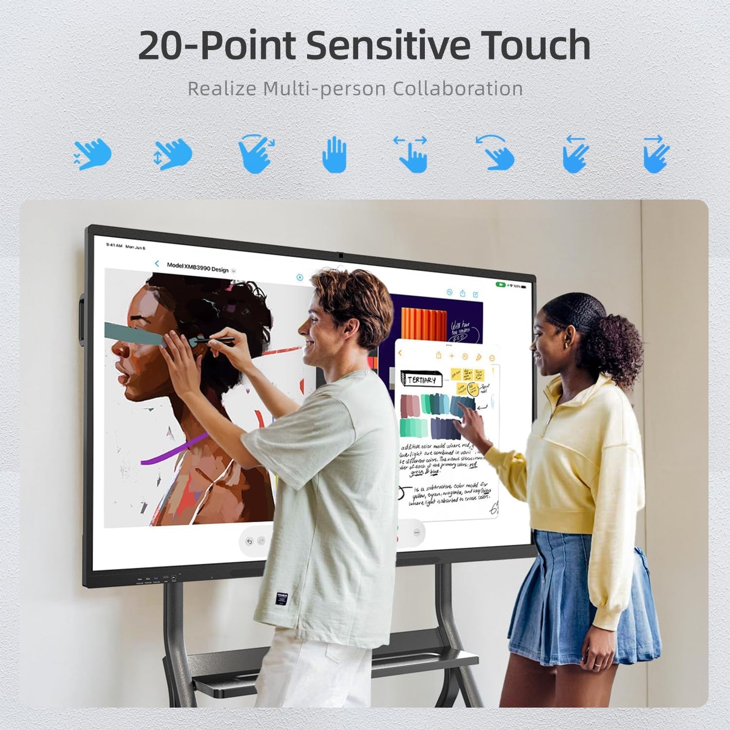 75" Smart Board, Interactive Whiteboard, 4K Electronic Board, UHD Touchscreen, Android 13, 8+128G, All in One Smartboard for Classroom Office Home (Wall Mount Included)