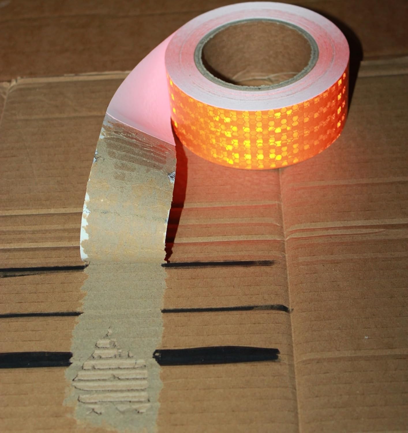 Orange Reflective Tape Outdoor Waterproof 2 inch Wide, High Visibility Industrial Marking Tape, Safety Adhesive Stickers (68 feet,5 Rolls)
