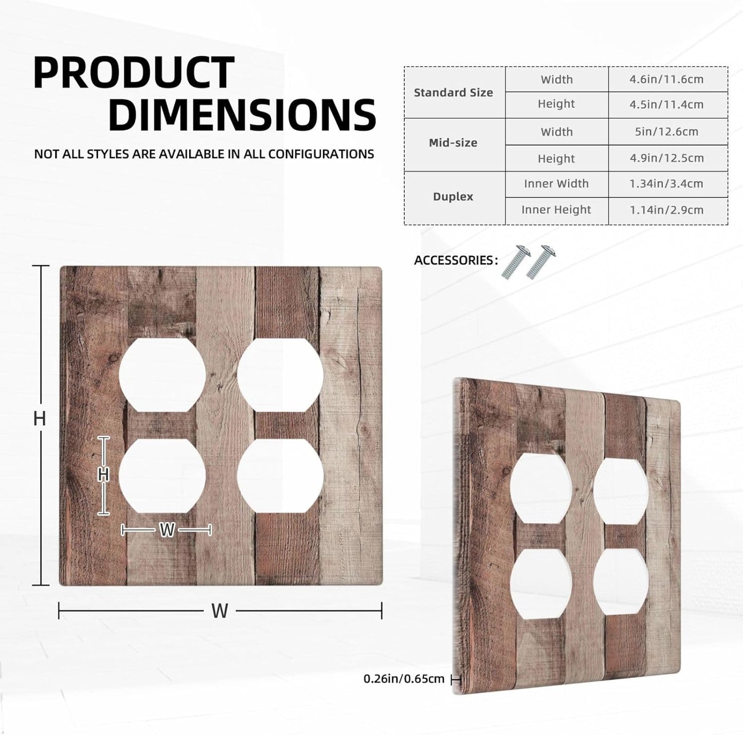 Outlet Covers Retro Wood Brown Farmhouse Barn Wooden 2 Gang Double Duplex Decorative Light Switch Covers Electrical Wallplates Socket Faceplate for Farmhouse Cabin Decor